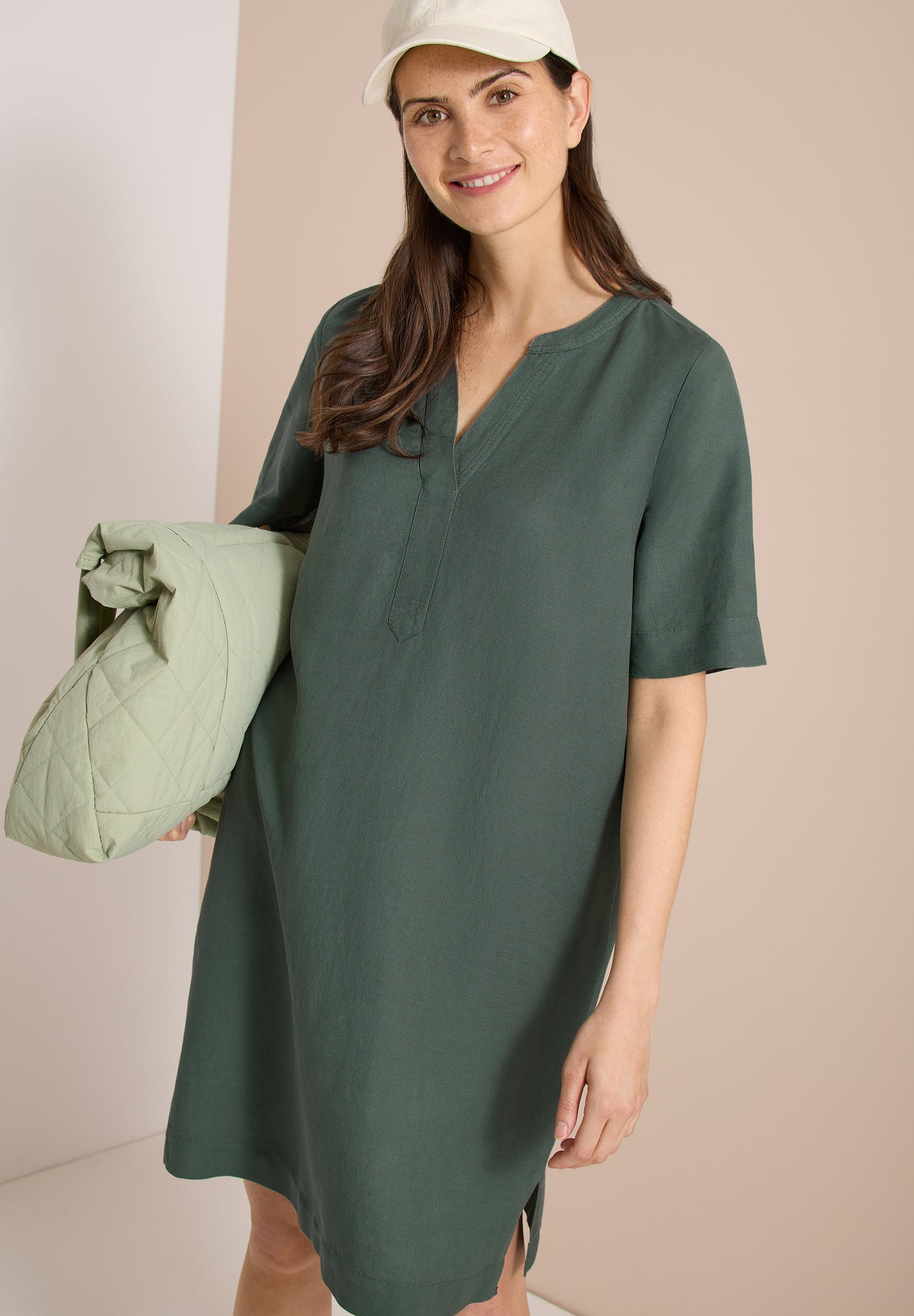 CECIL - Knielanges Kleid aus Leinenmix - Farbe: just khaki
