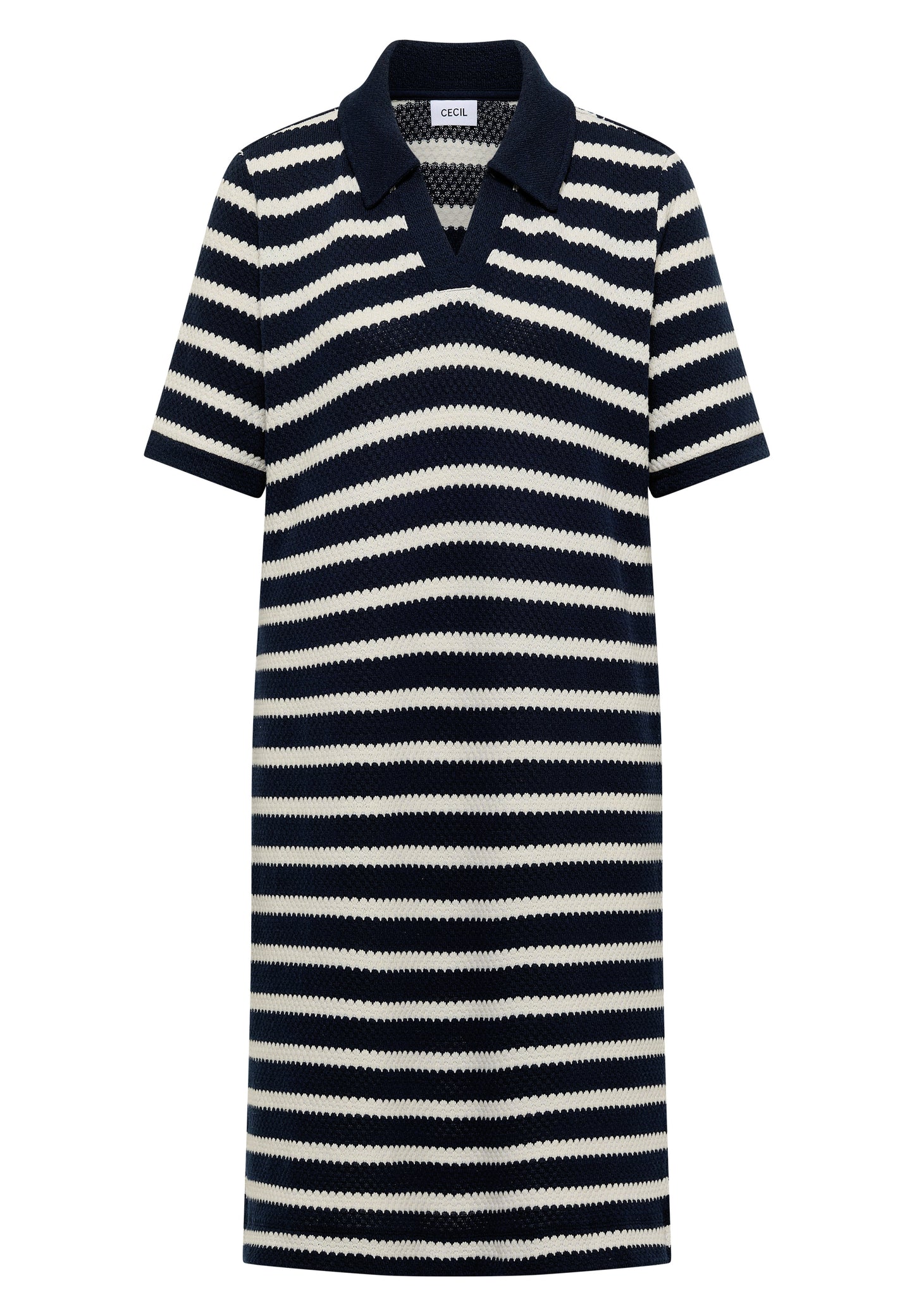 CECIL - Knielanges Kleid in Ajourstrick - Farbe: Blau