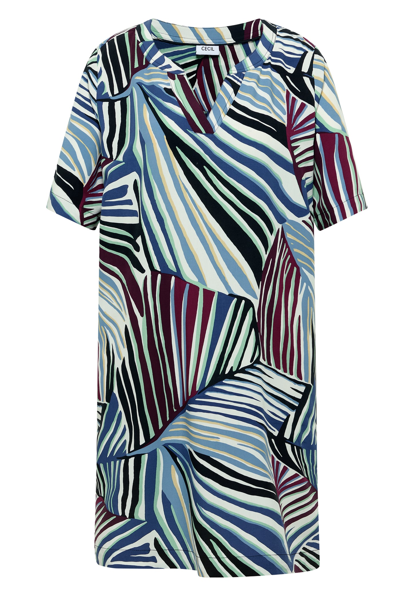 CECIL - Knielanges Kleid mit grafischem Muster - Farbe: palm breeze green