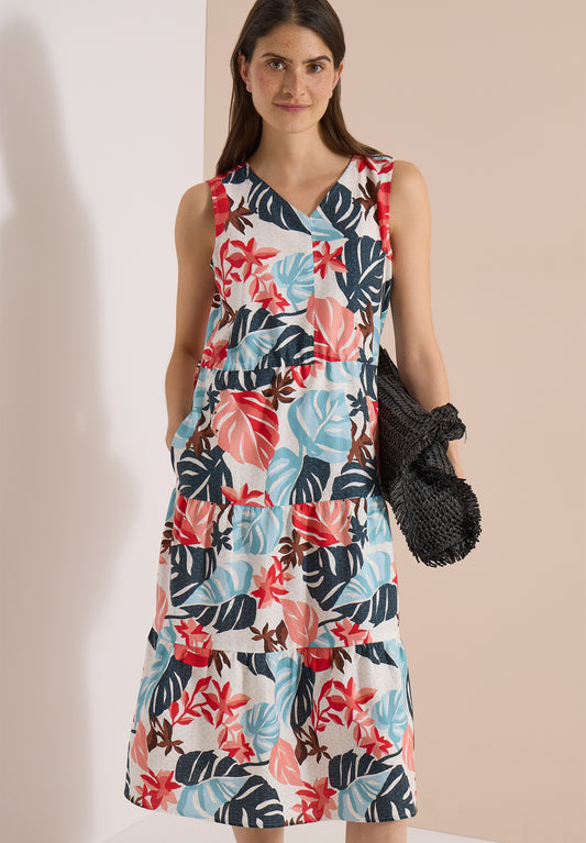 CECIL - Midikleid mit V-Neck und Print - Farbe: light alabaster white