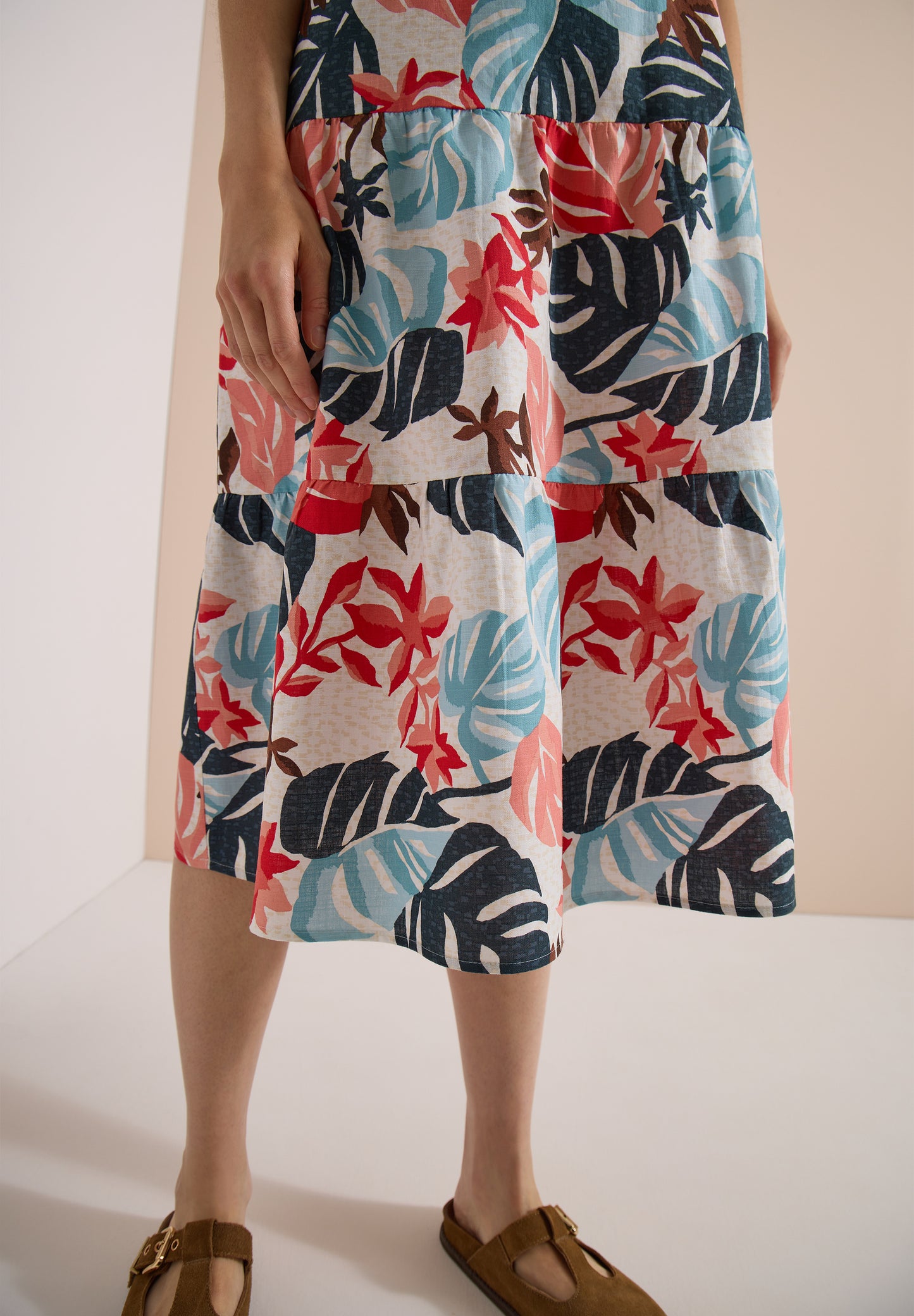 CECIL - Midikleid mit V-Neck und Print - Farbe: light alabaster white