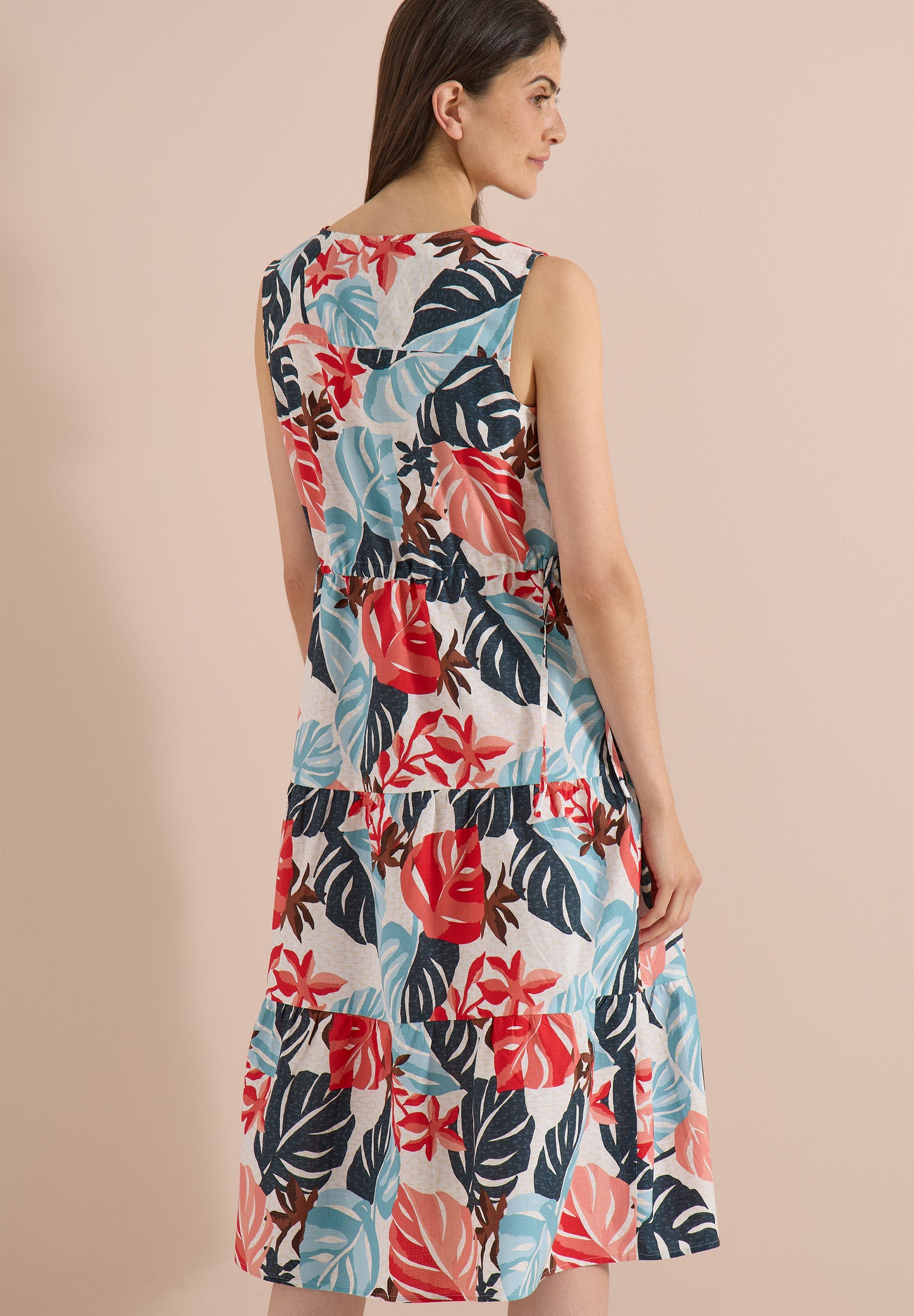 CECIL - Midikleid mit V-Neck und Print - Farbe: light alabaster white