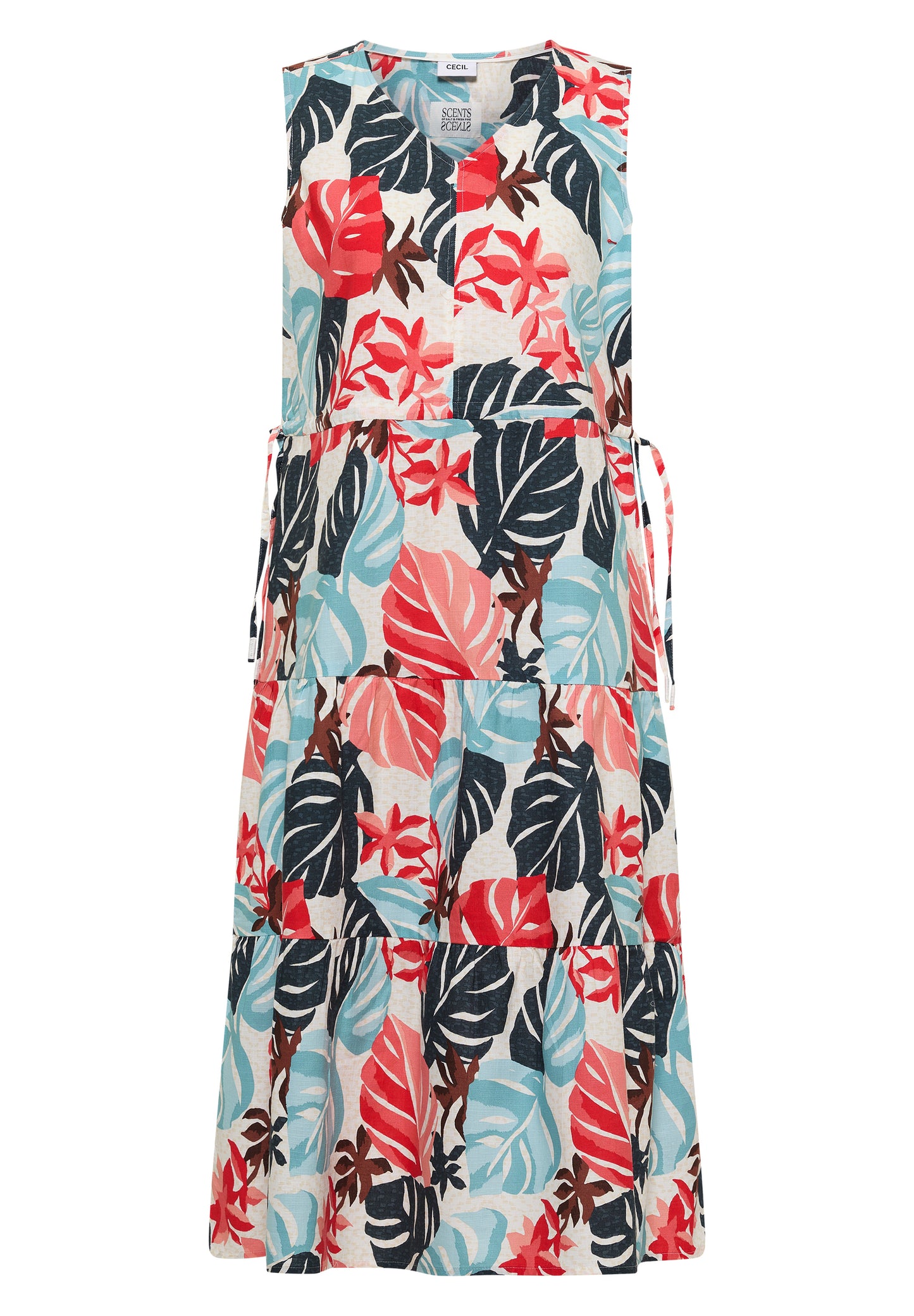 CECIL - Midikleid mit V-Neck und Print - Farbe: light alabaster white
