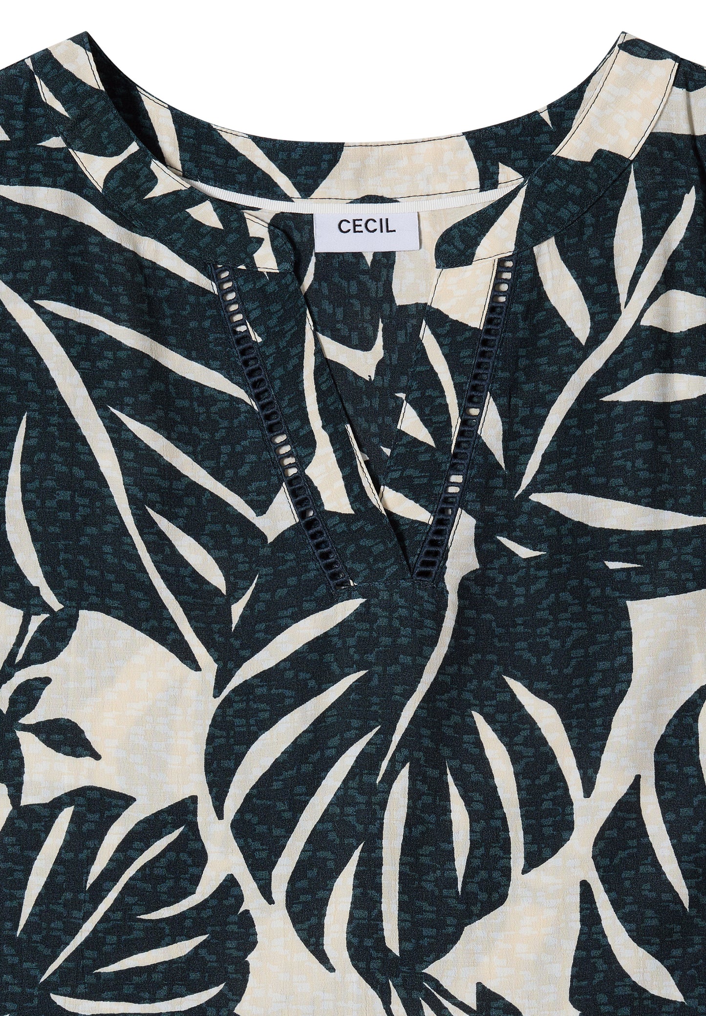 CECIL - Midikleid mit Split Neck und Print - Farbe: palm breeze green
