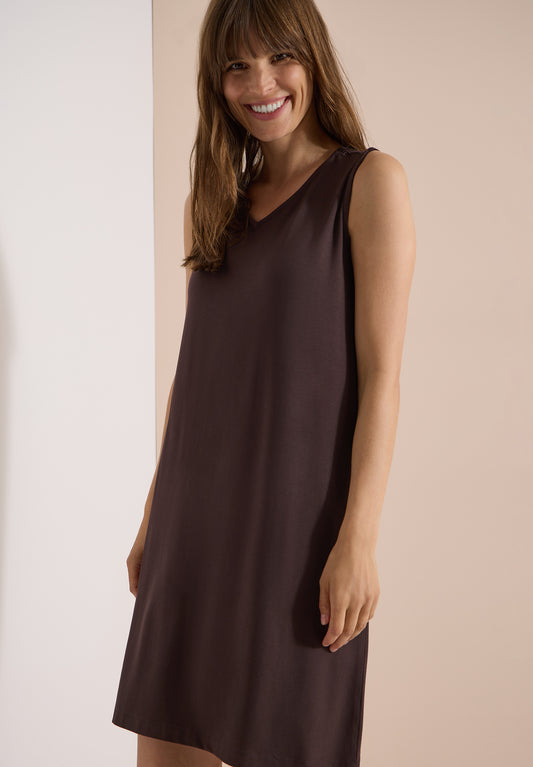 CECIL - Knielanges Jerseykleid mit V-Neck - Farbe: brown cacao
