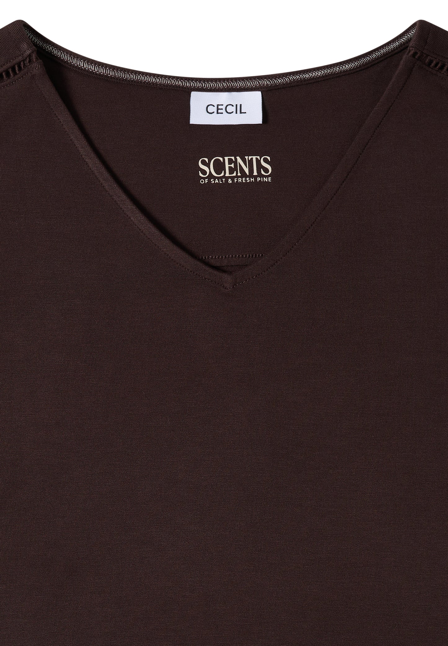 CECIL - Knielanges Jerseykleid mit V-Neck - Farbe: brown cacao