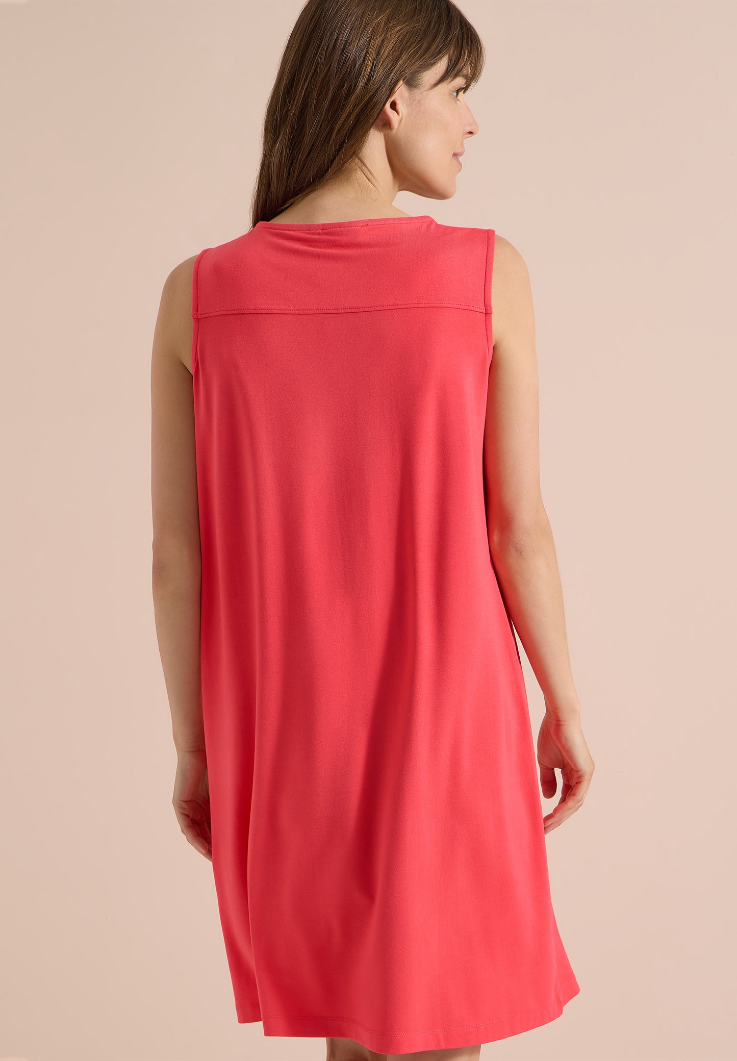 CECIL - Knielanges Jerseykleid mit V-Neck - Farbe: coral