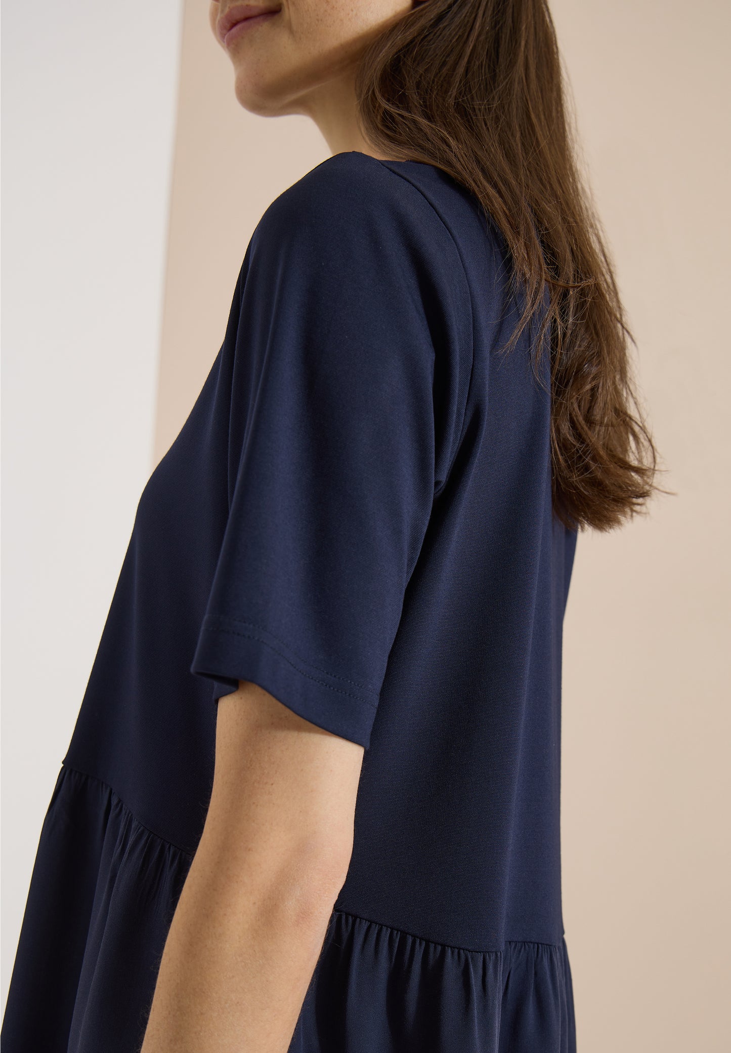 CECIL - Knielanges Kleid mit Strukturmix - Farbe: urban dark blue