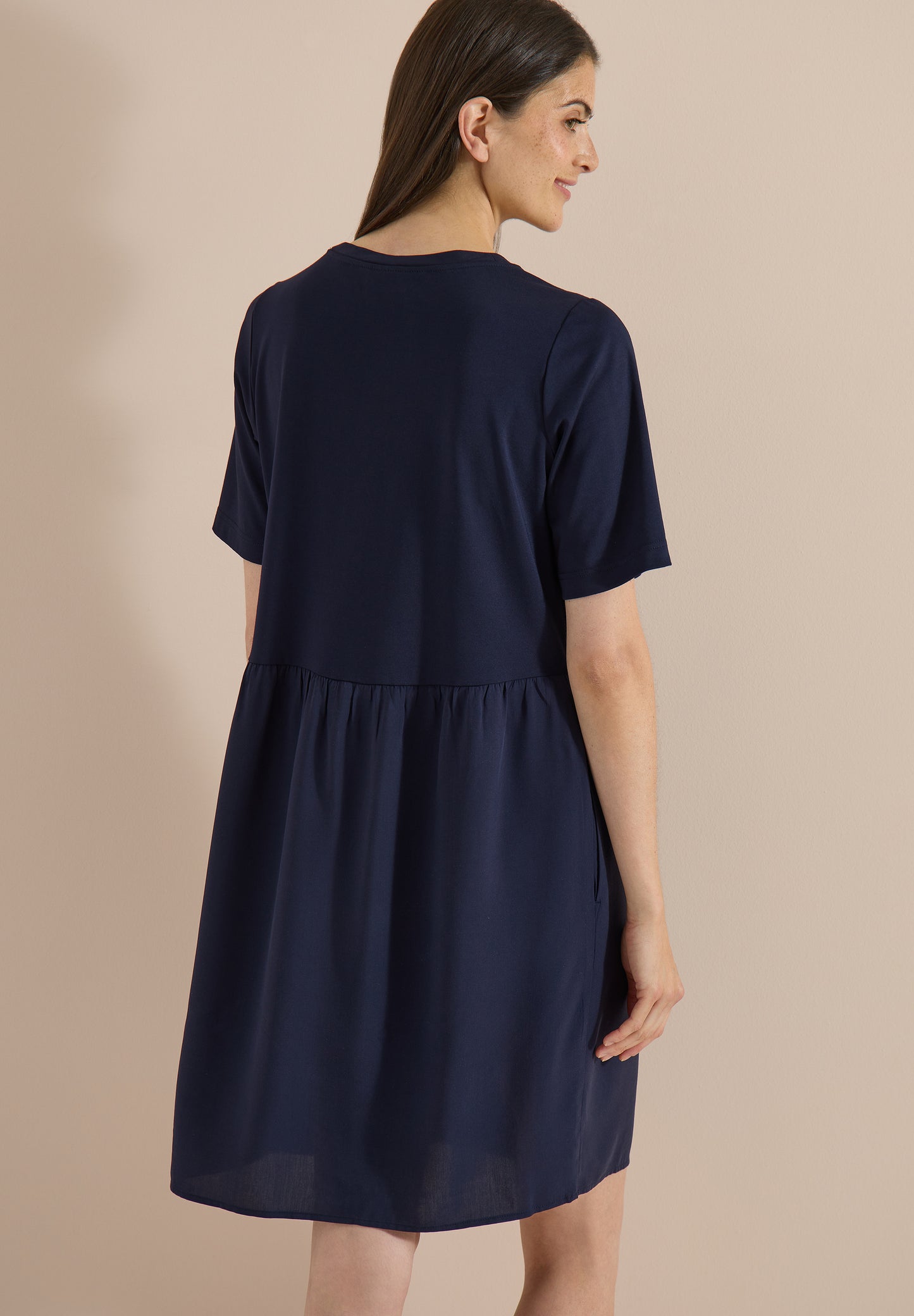 CECIL - Knielanges Kleid mit Strukturmix - Farbe: urban dark blue
