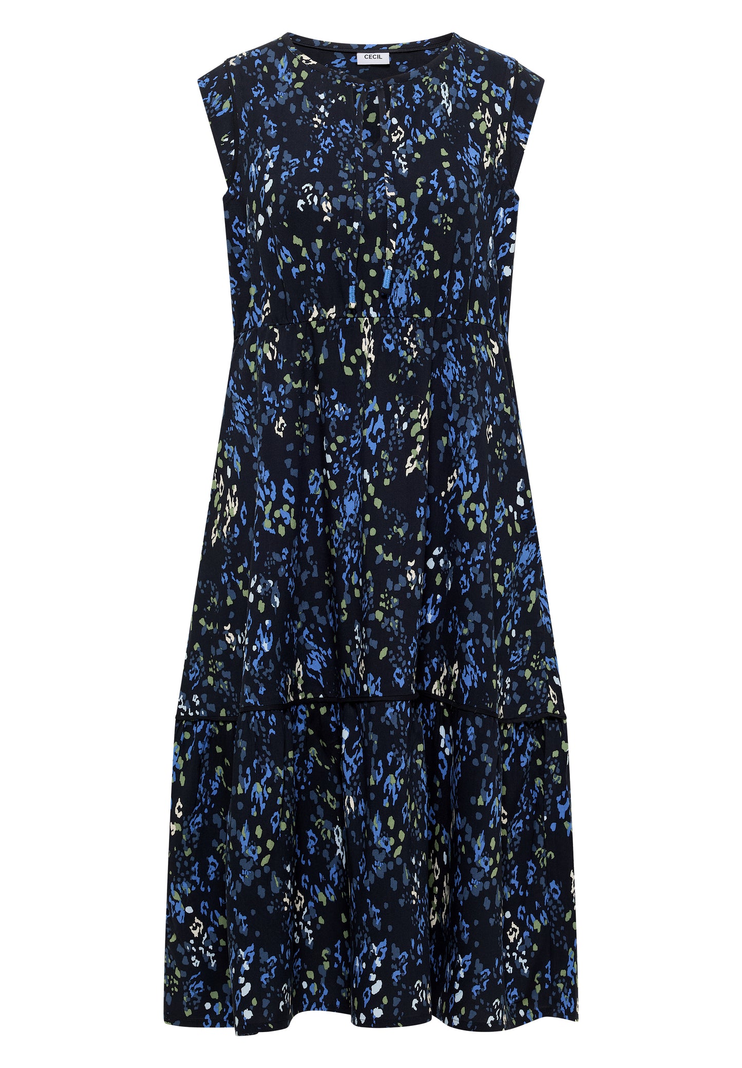 CECIL - Midikleid mit Split Neck und Print - Farbe: urban dark blue