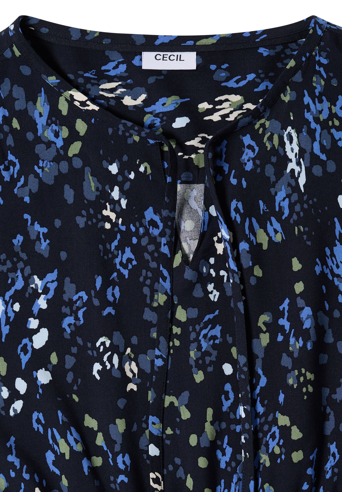 CECIL - Midikleid mit Split Neck und Print - Farbe: urban dark blue