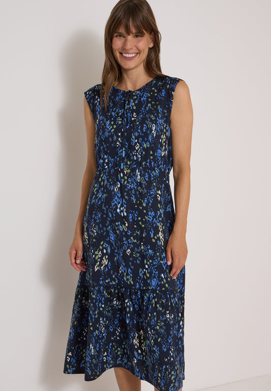 CECIL - Midikleid mit Split Neck und Print - Farbe: urban dark blue