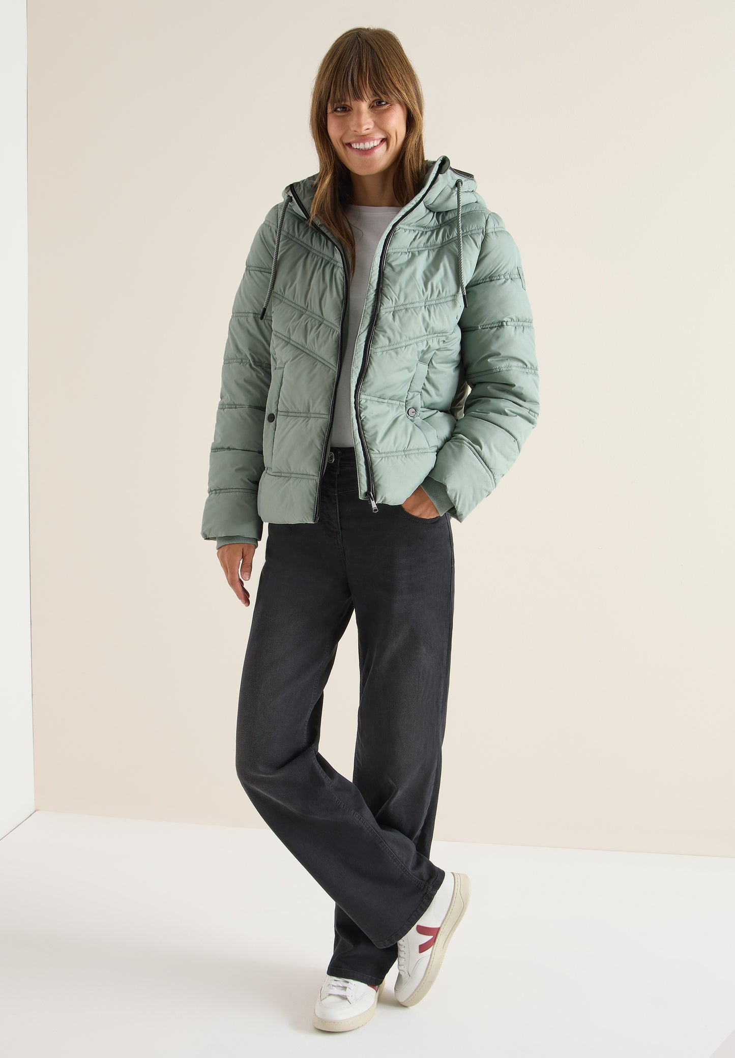 CECIL Steppjacke mit Kapuze - Farbe: smoke salvia