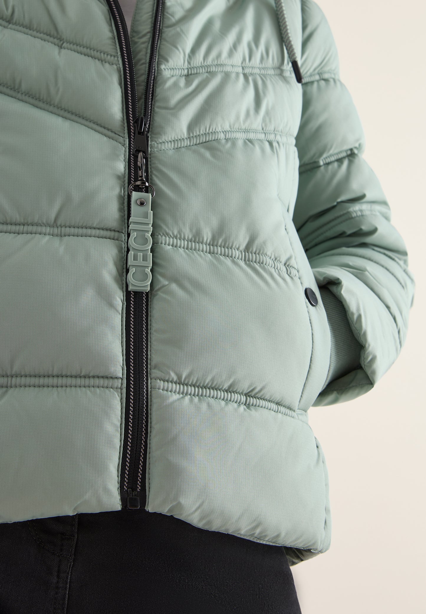CECIL Steppjacke mit Kapuze - Farbe: smoke salvia