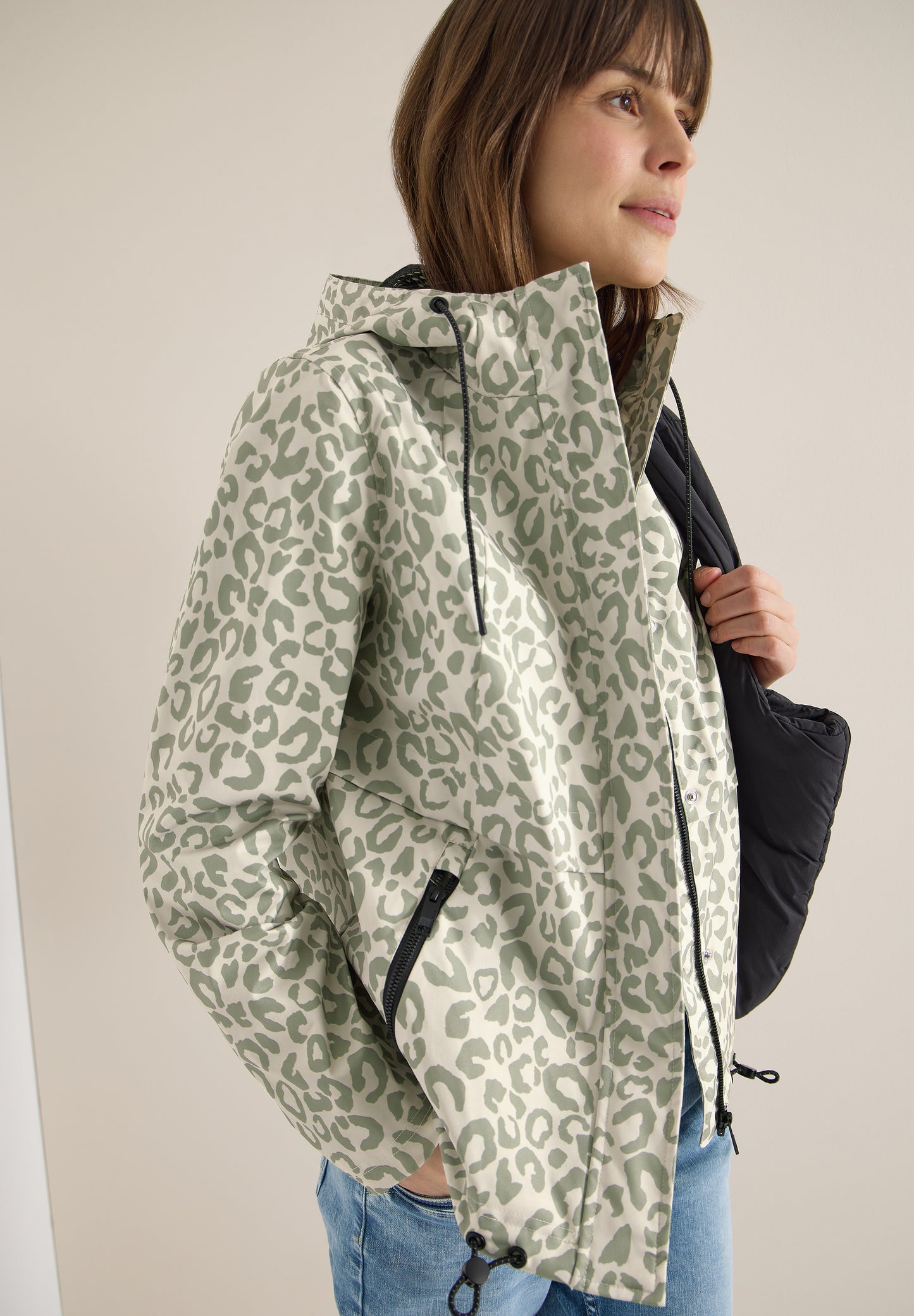 CECIL Damen Jacke  Windbreaker - Grün mit Muster