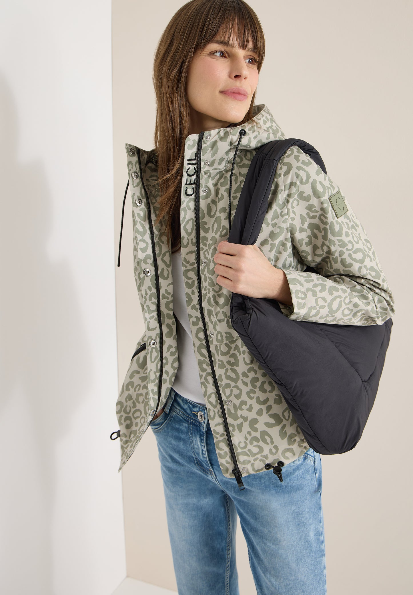 CECIL Damen Jacke  Windbreaker - Grün mit Muster