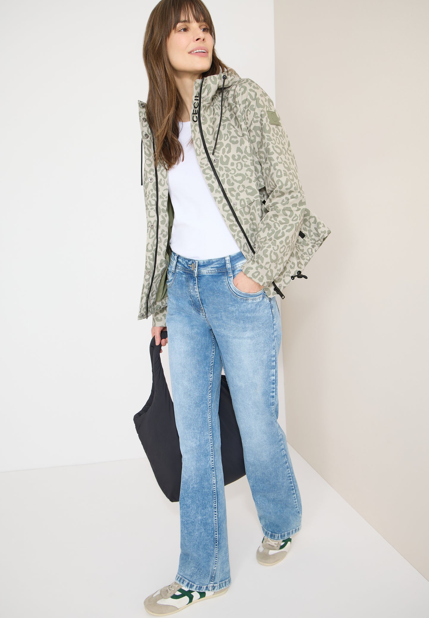 CECIL Damen Jacke  Windbreaker - Grün mit Muster