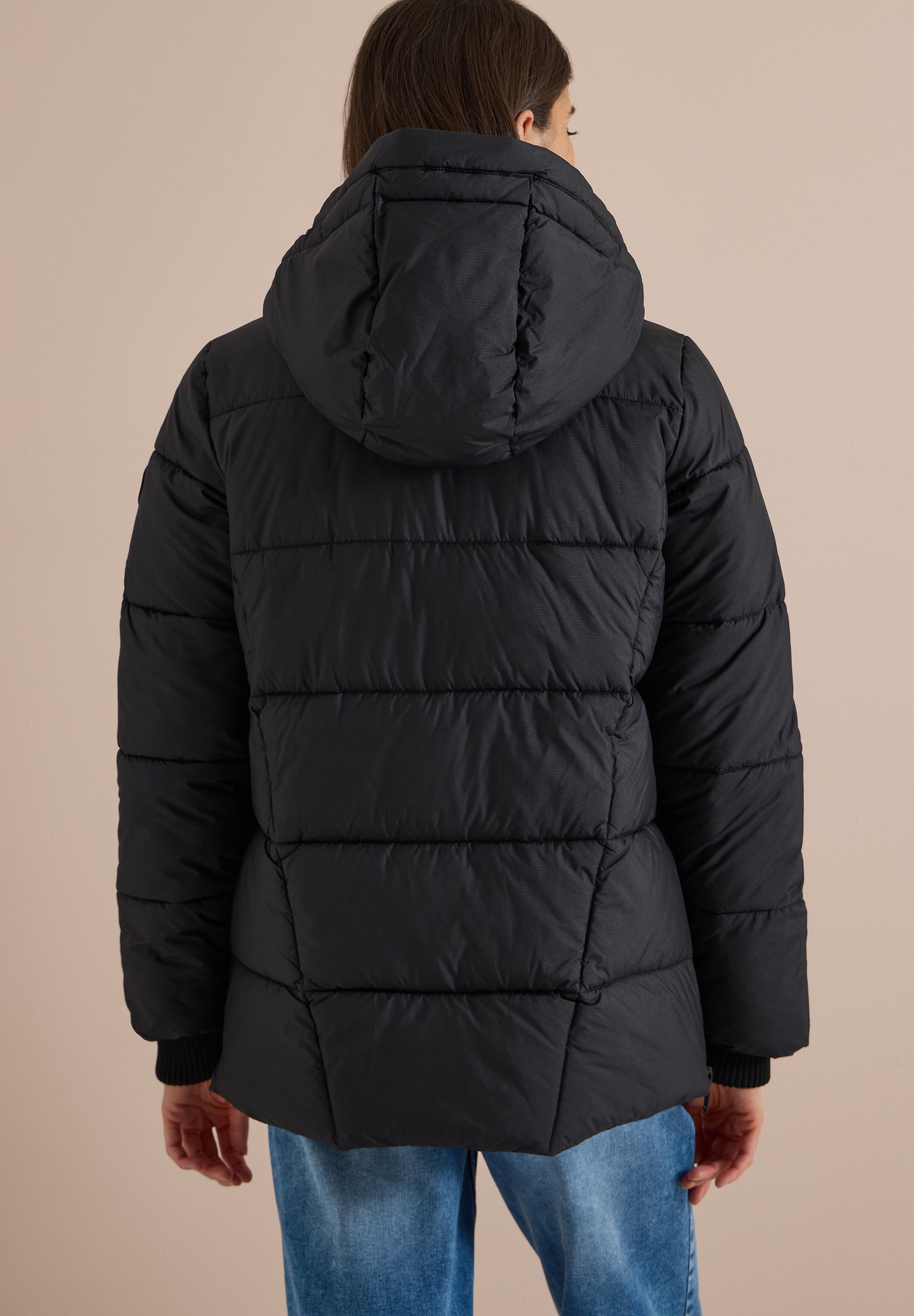 CECIL - Puffer-Jacke in Midi-Länge mit Kapuze - Farbe: Black