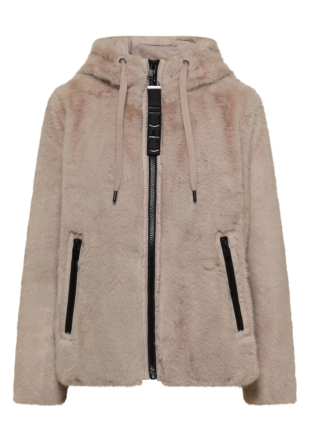 CECIL Fake-Fur-Jacke mit Softshelldetails in Powder Beige