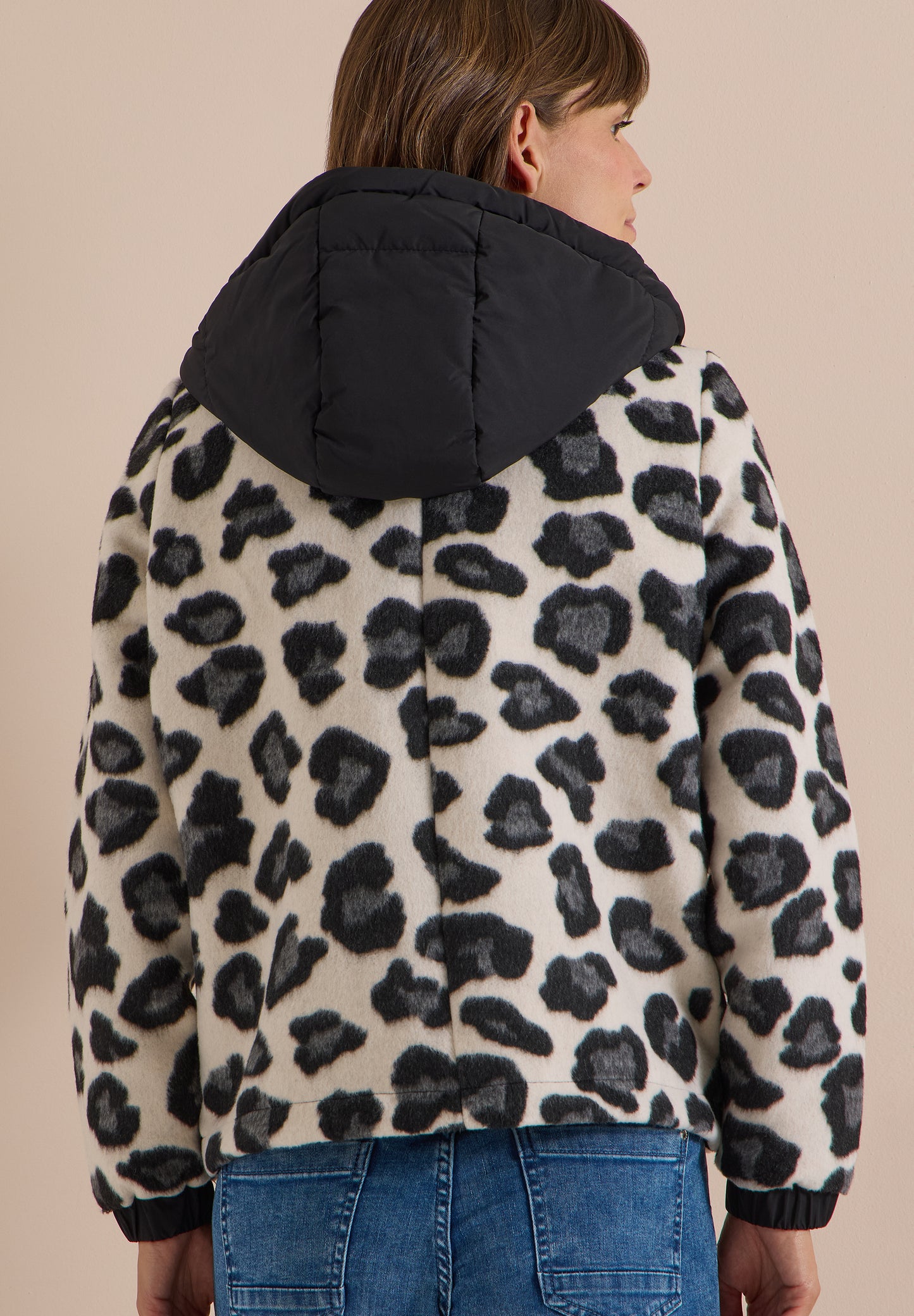 CECIL - Jacke mit Wollanteil und Leo-Muster - Farbe: Black