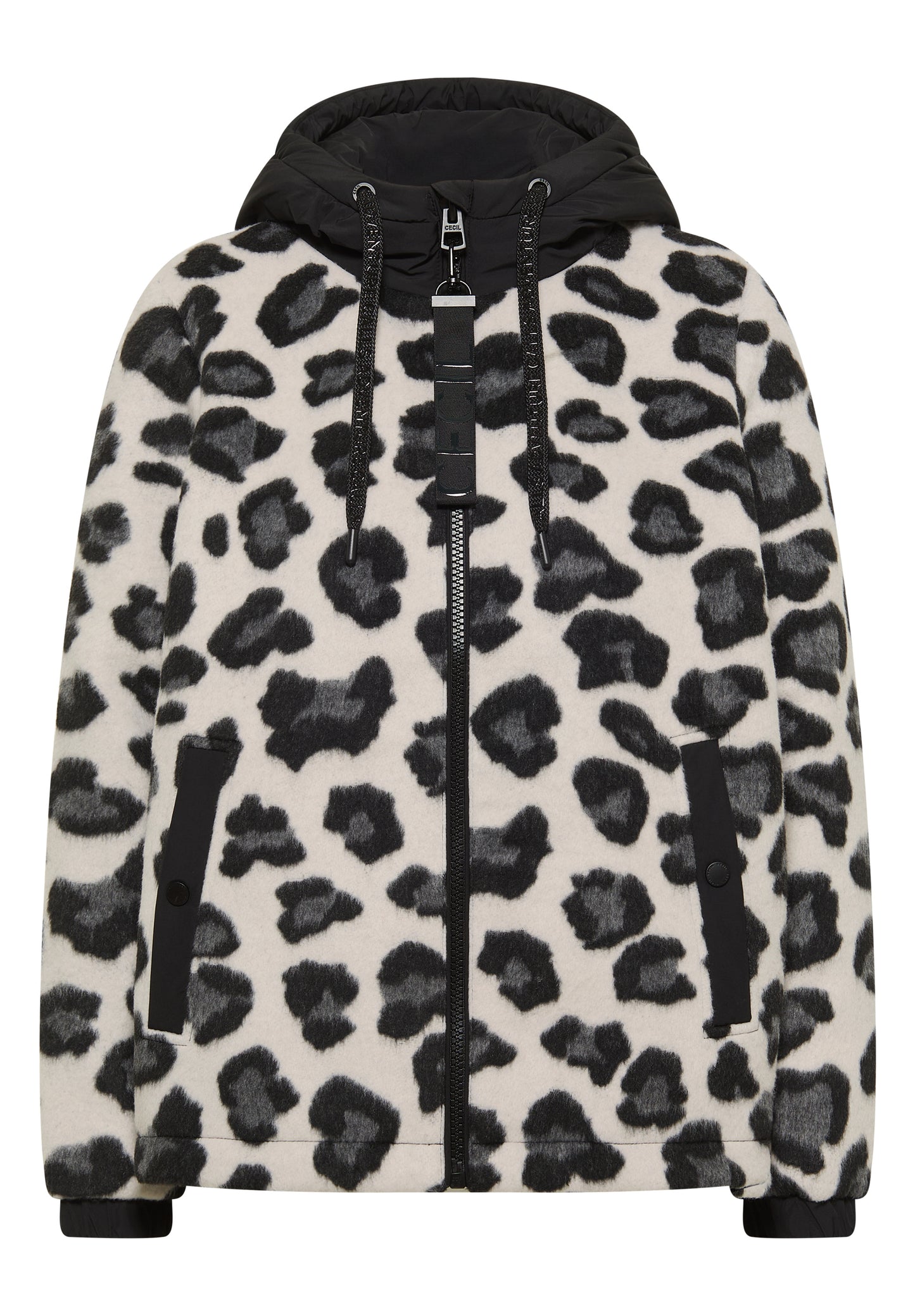 CECIL - Jacke mit Wollanteil und Leo-Muster - Farbe: Black