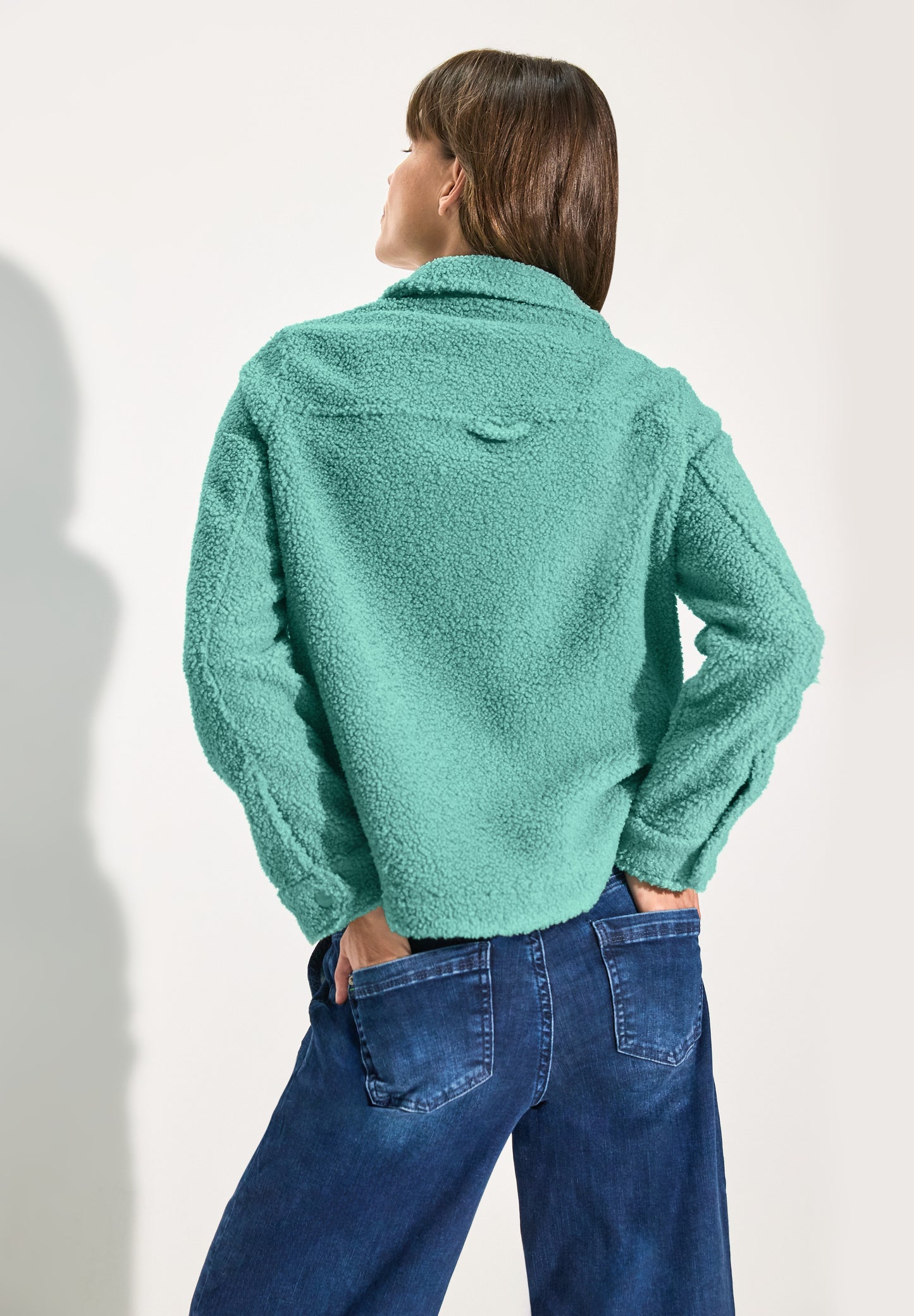 CECIL Teddy-Jacke mit Hemdkragen - Farbe: adriatic green