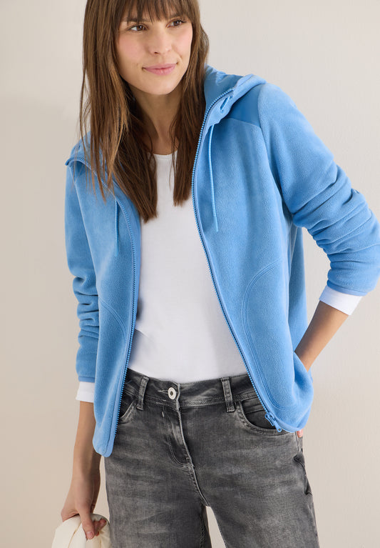 CECIL - Fleecejacke mit Hoodie - Farbe: fountain blue