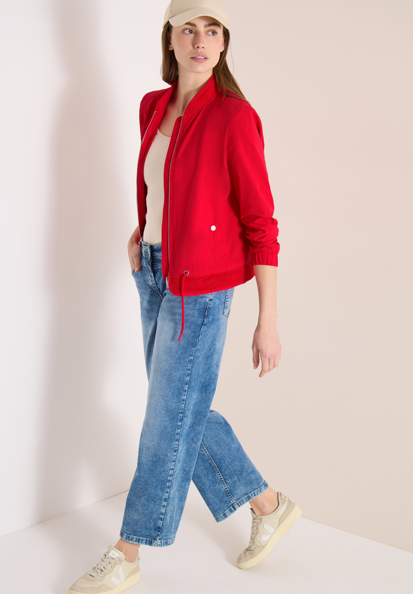 CECIL - Blouson Jacke Tunnelzug und Mesh-Details - Farbe: Rot