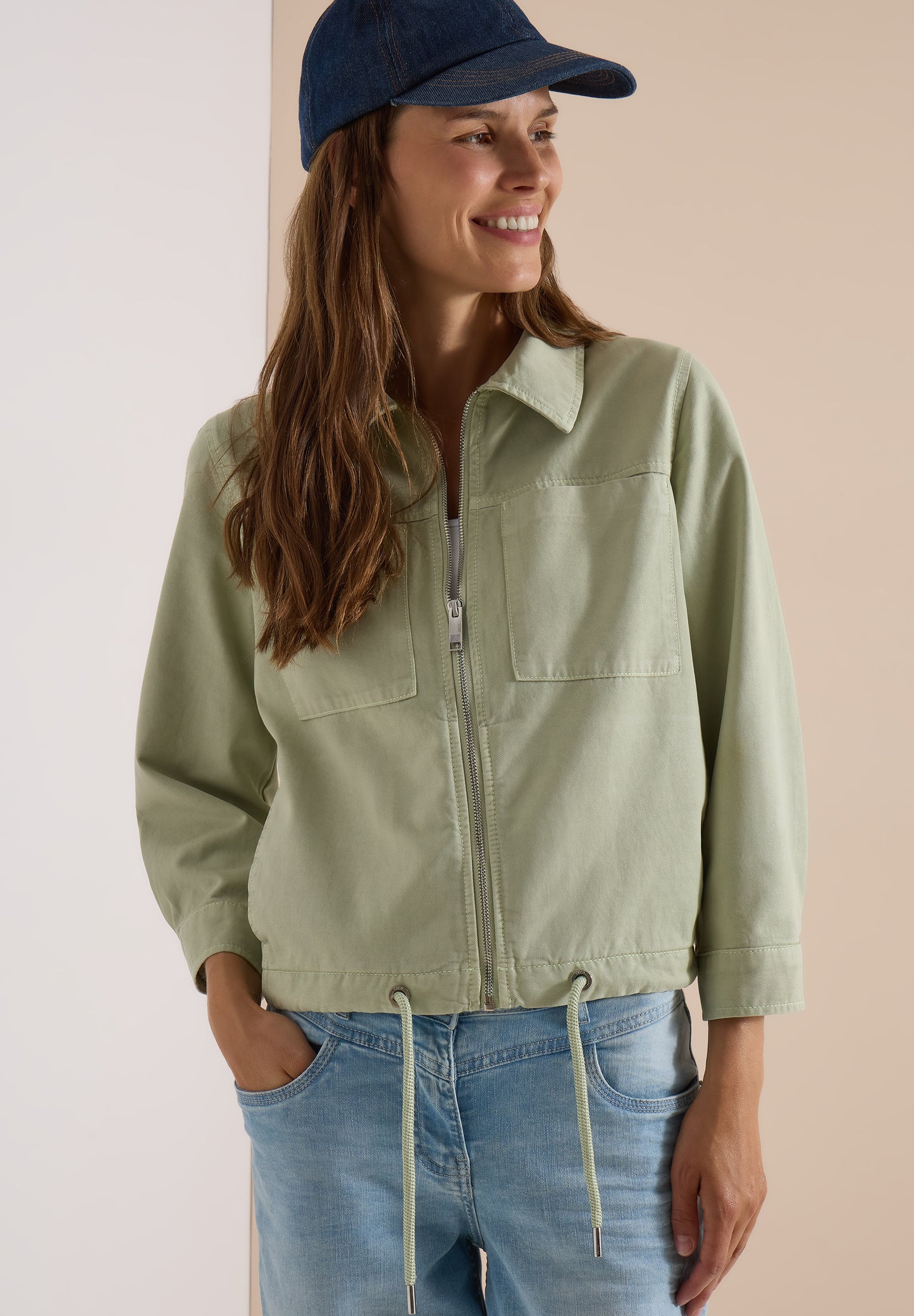 CECIL - 3/4-Arm Jacke mit Brusttaschen und Zipper - Farbe: raw matcha lime