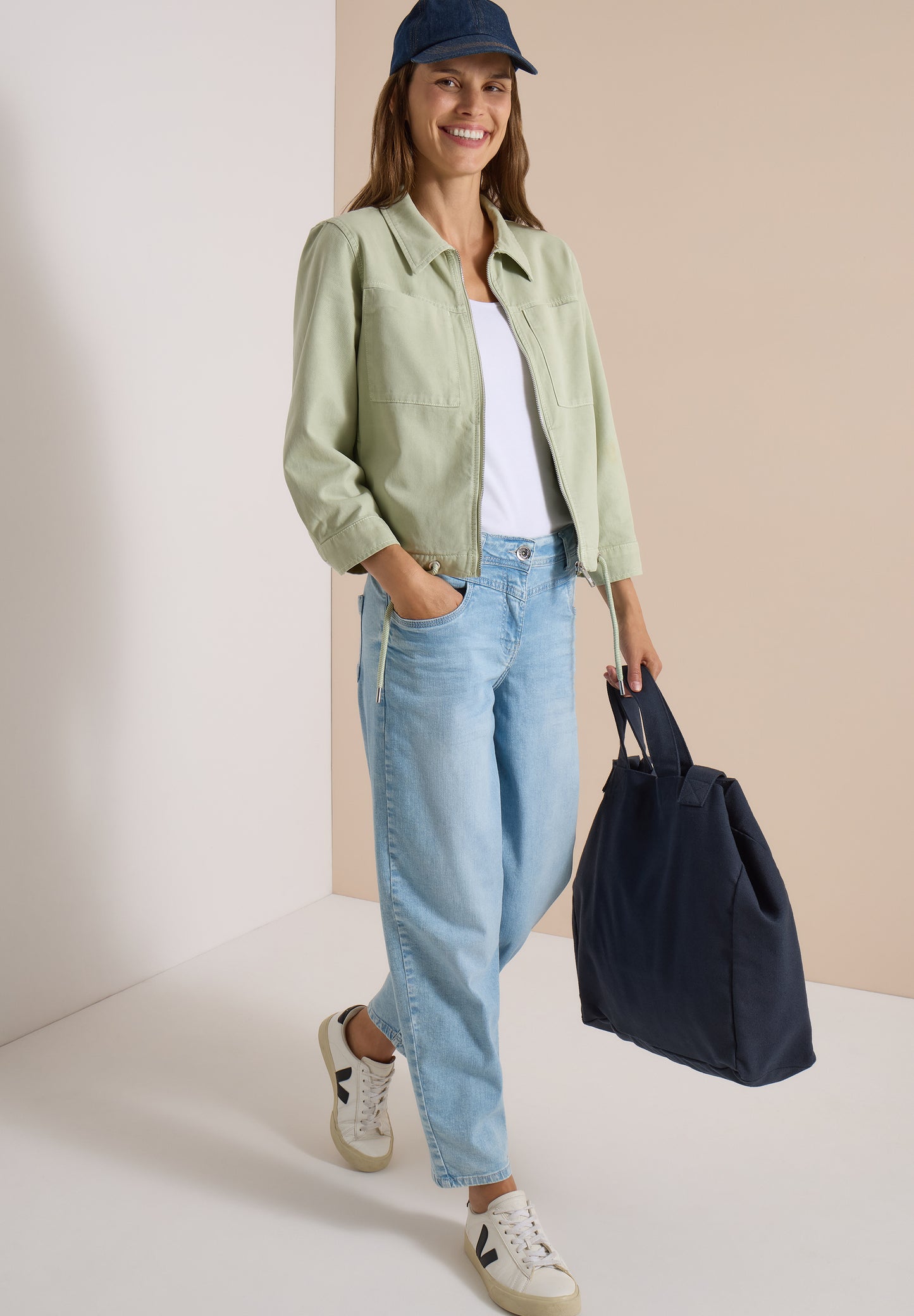 CECIL - 3/4-Arm Jacke mit Brusttaschen und Zipper - Farbe: raw matcha lime