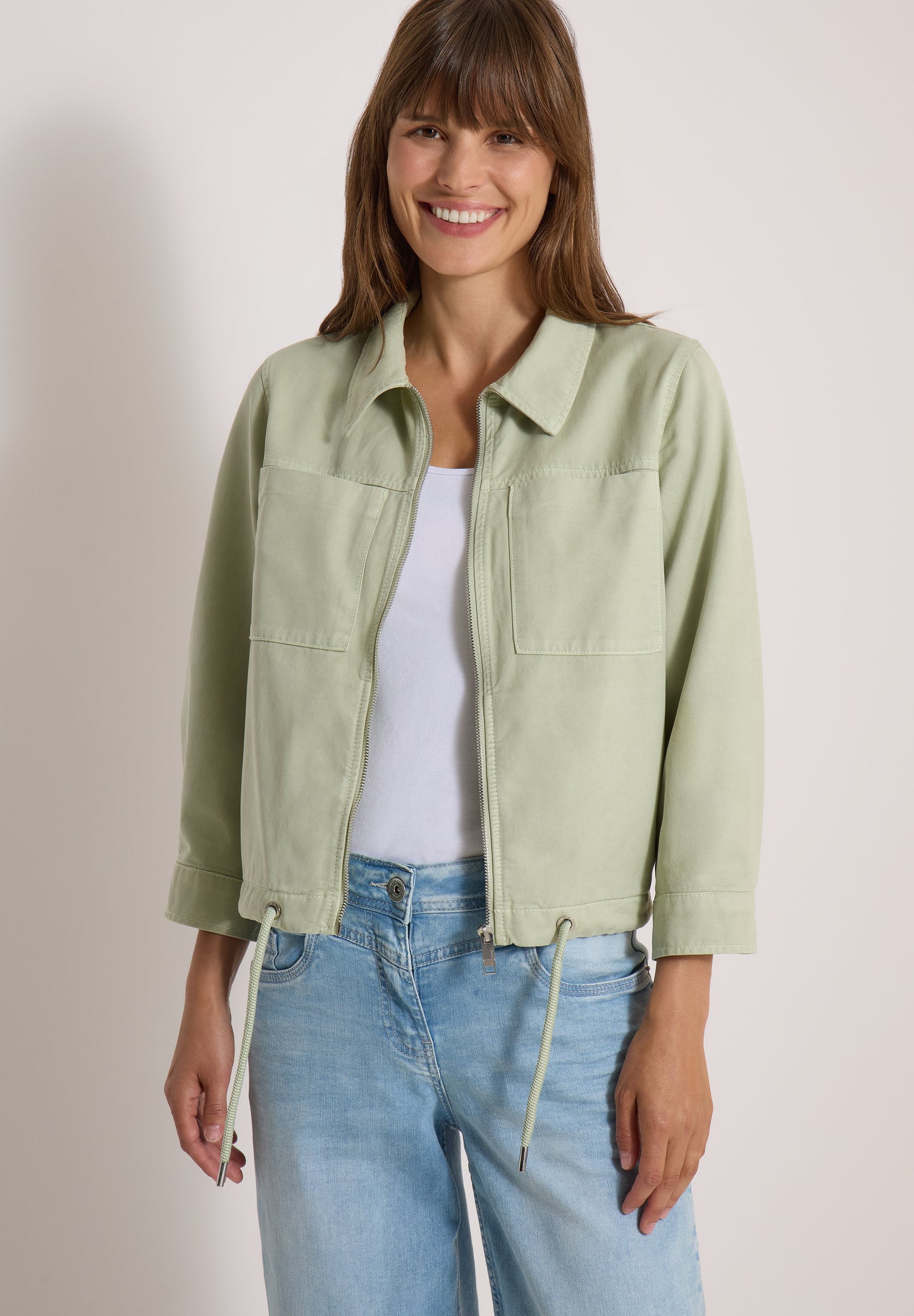 CECIL - 3/4-Arm Jacke mit Brusttaschen und Zipper - Farbe: raw matcha lime