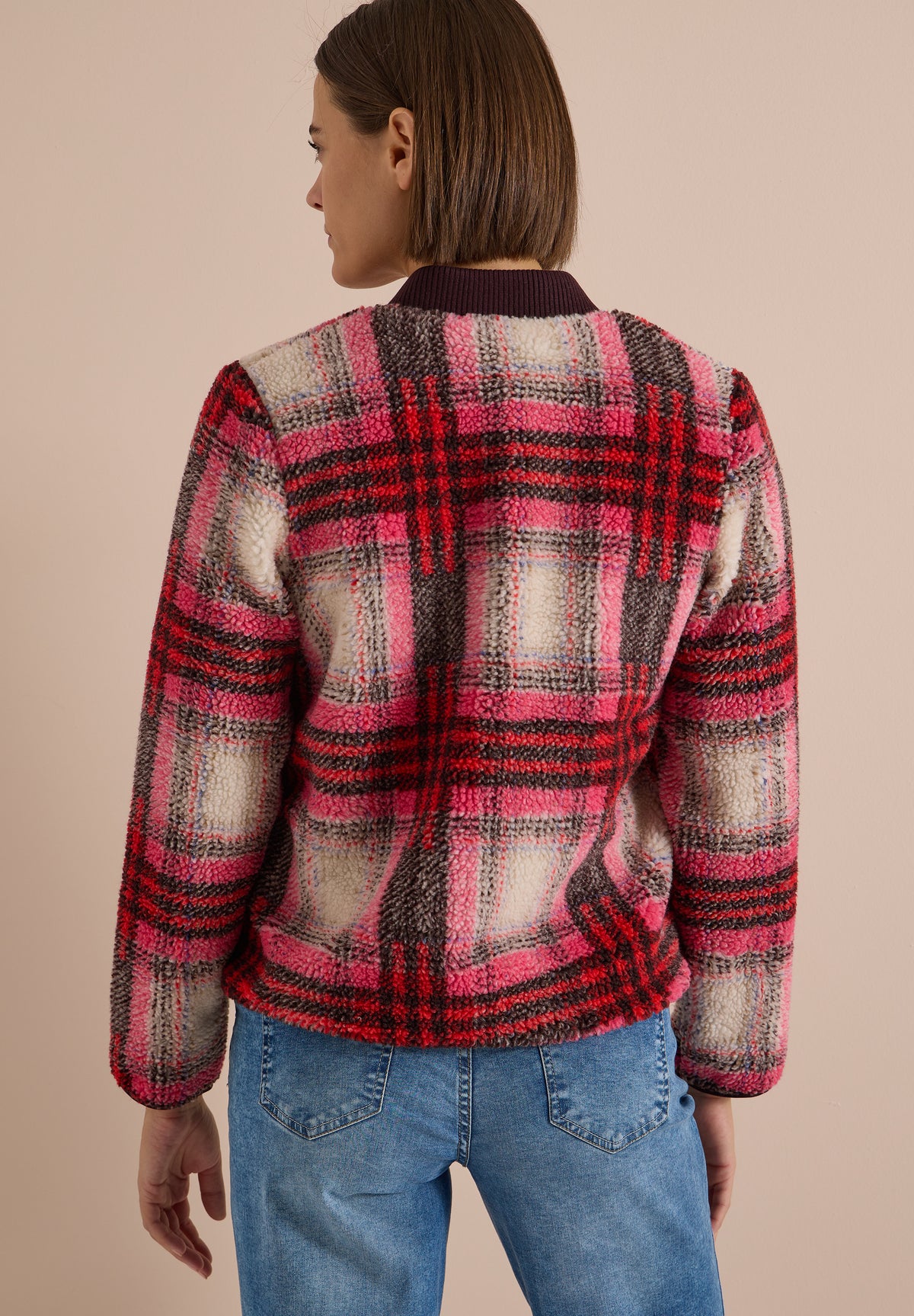 CECIL - Teddy-Blouson mit Softshelldetails - Farbe: berry red