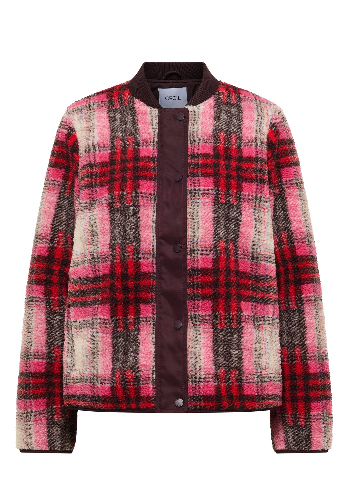 CECIL - Teddy-Blouson mit Softshelldetails - Farbe: berry red