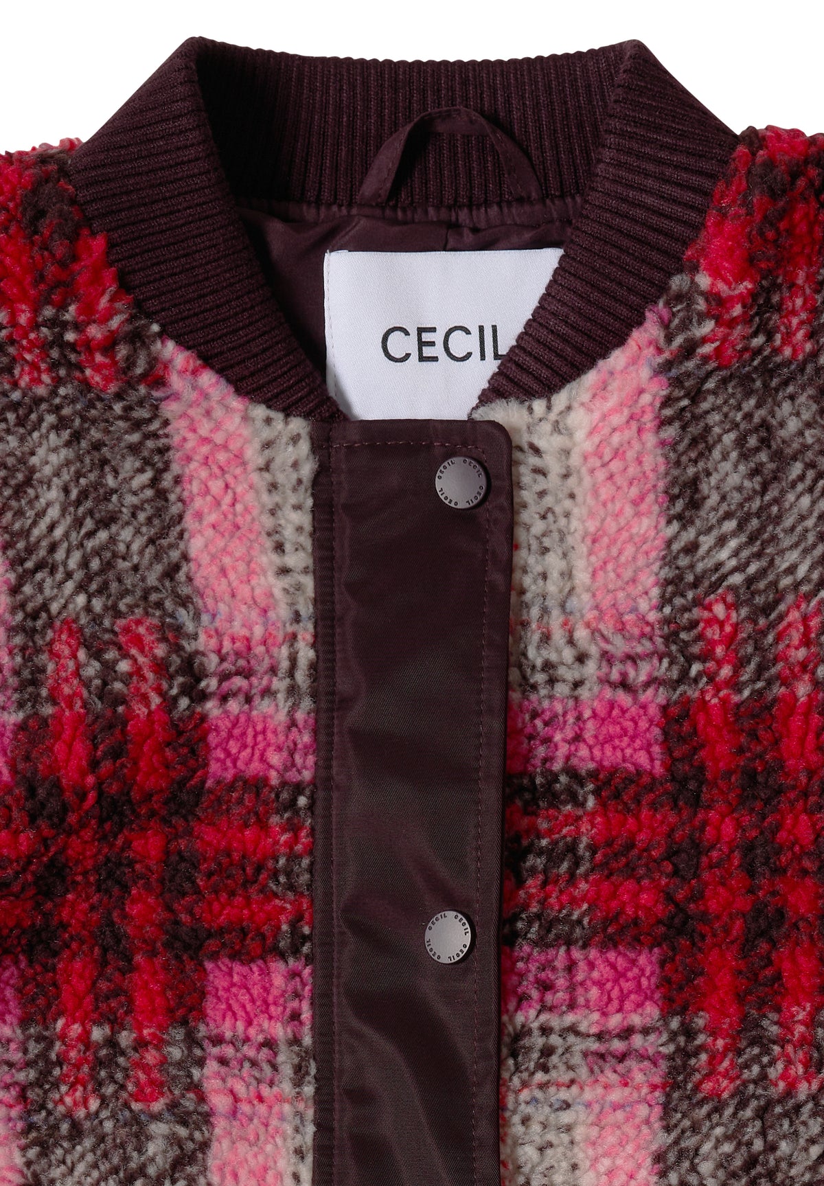 CECIL - Teddy-Blouson mit Softshelldetails - Farbe: berry red