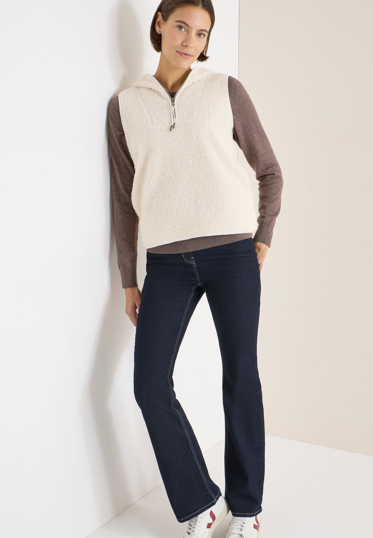 CECIL - Teddy Troyer Weste - Farbe: teddy vanilla white