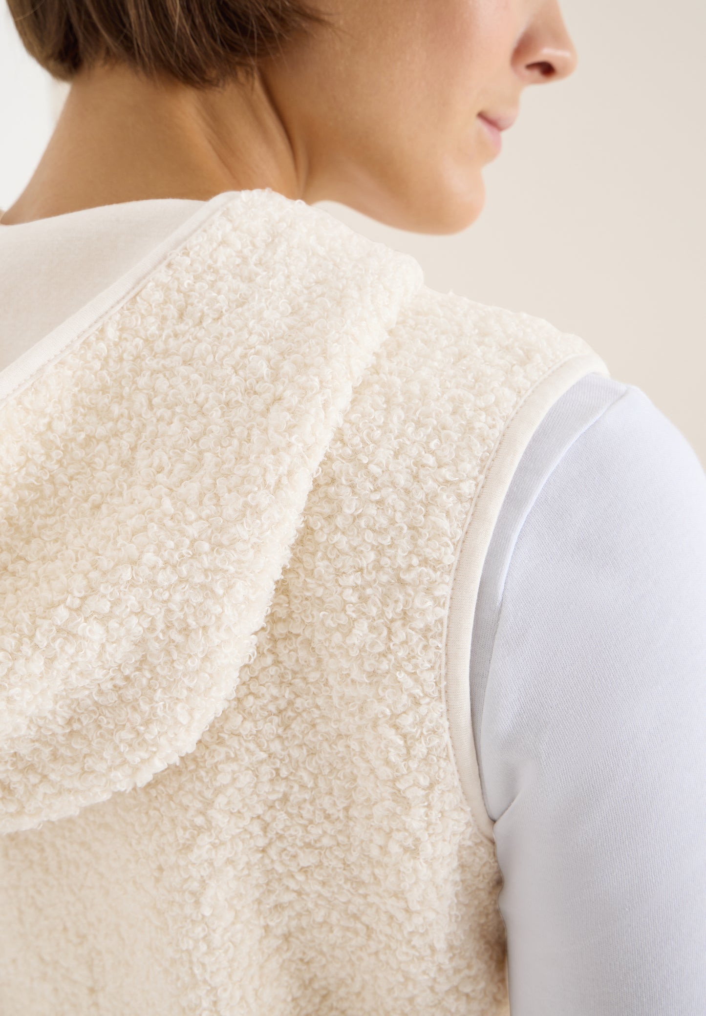 CECIL - Teddy Troyer Weste - Farbe: teddy vanilla white