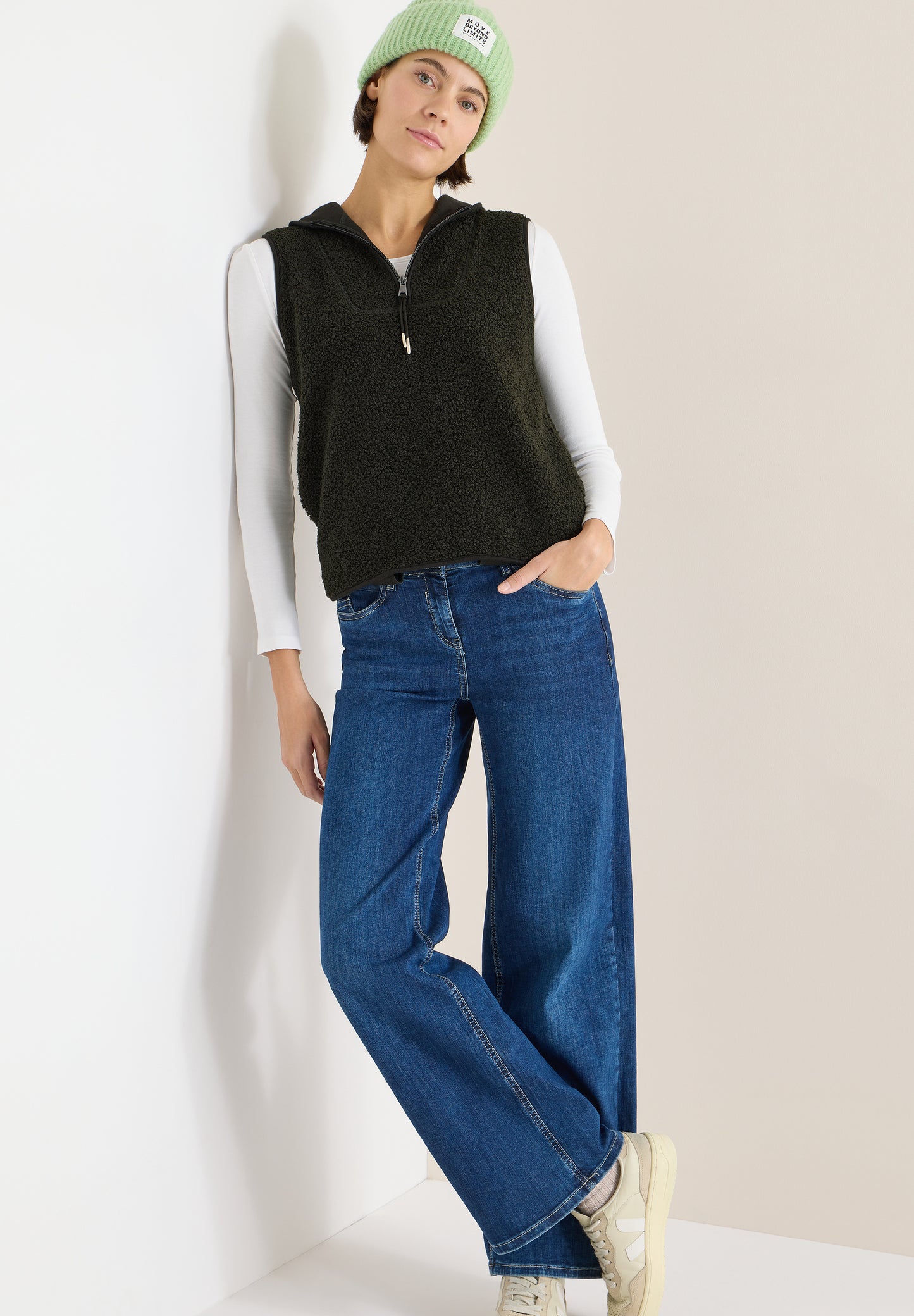 CECIL - Teddy Troyer Weste - Farbe: raw khaki