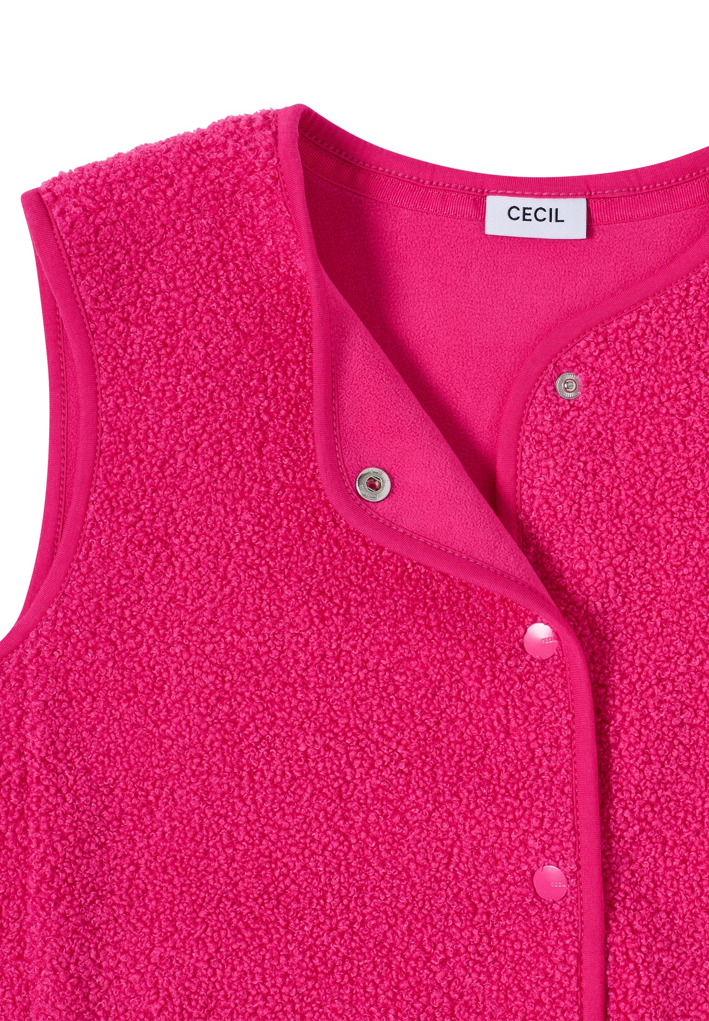 CECIL - Weste aus Teddy-Material mit Rundhals - Farbe: beetroot pink