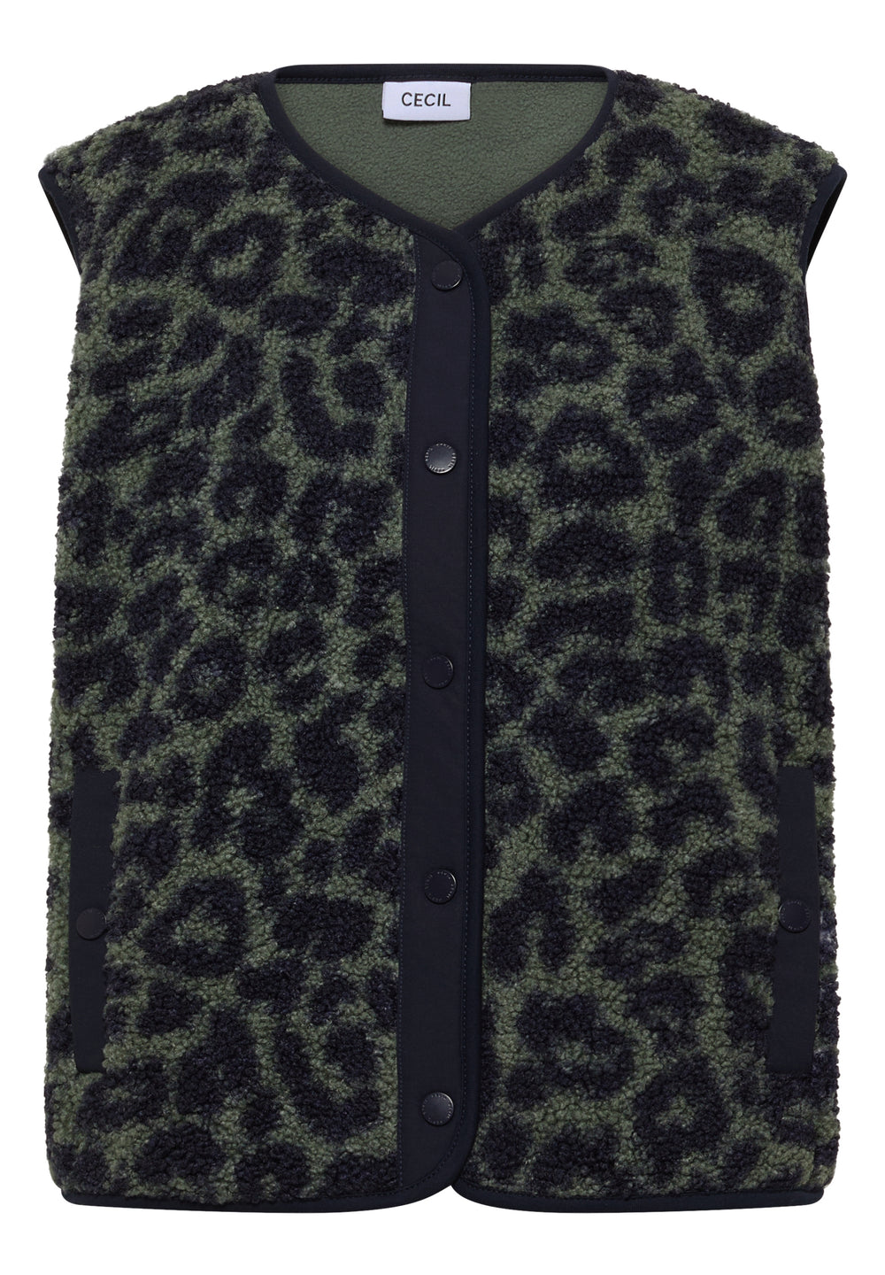 Detailansicht der CECIL Teddy-Weste mit Animal Print