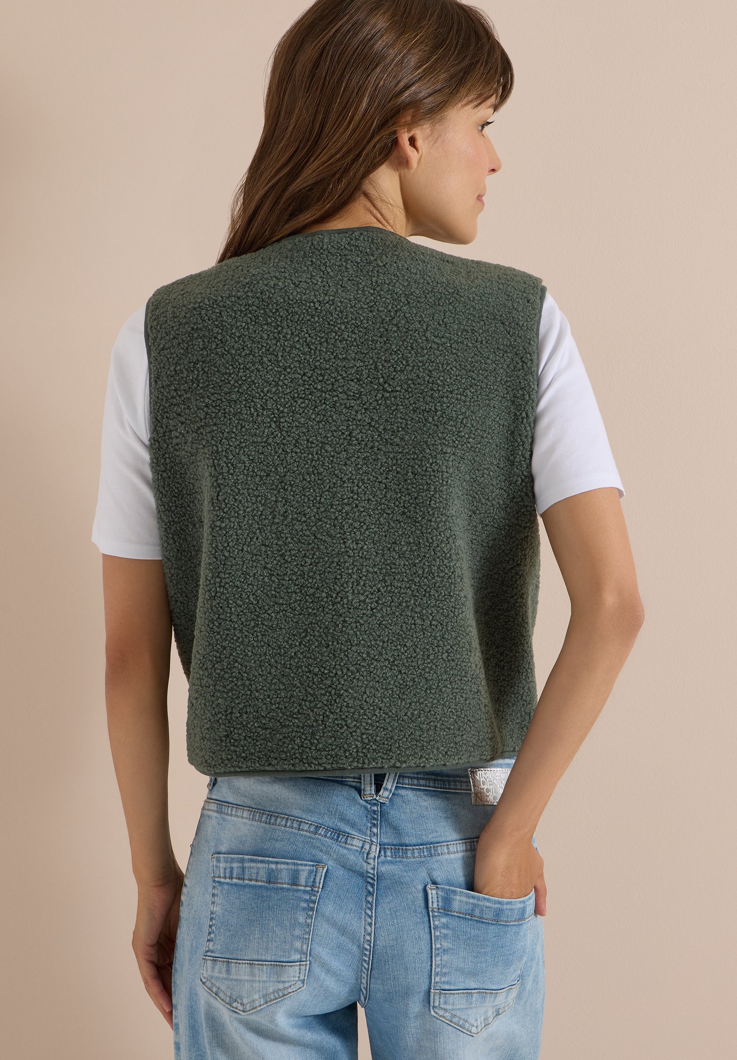 CECIL - Teddy-Weste mit Softshelldetails - Farbe: Oliv Grün