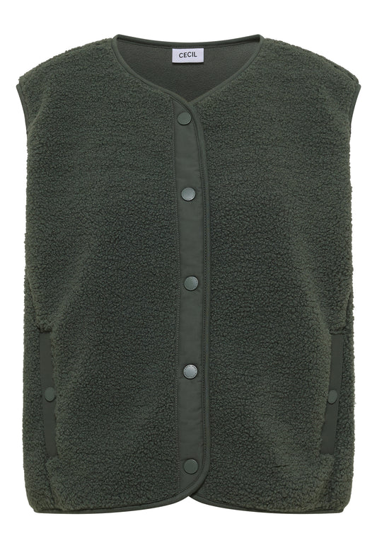 CECIL - Teddy-Weste mit Softshelldetails - Farbe: Oliv Grün