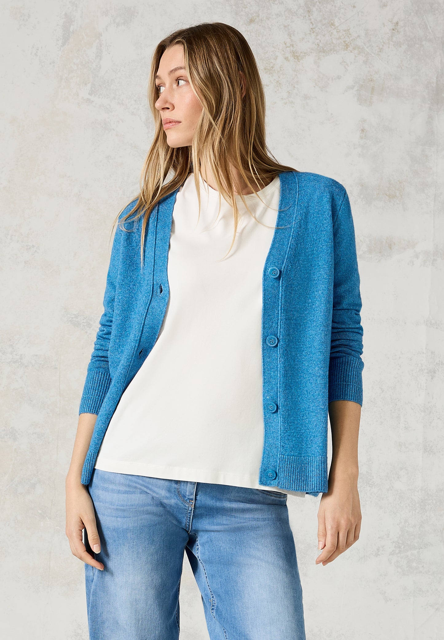 CECIL Cardigan mit Knopfleiste – Farbe: aqua melange