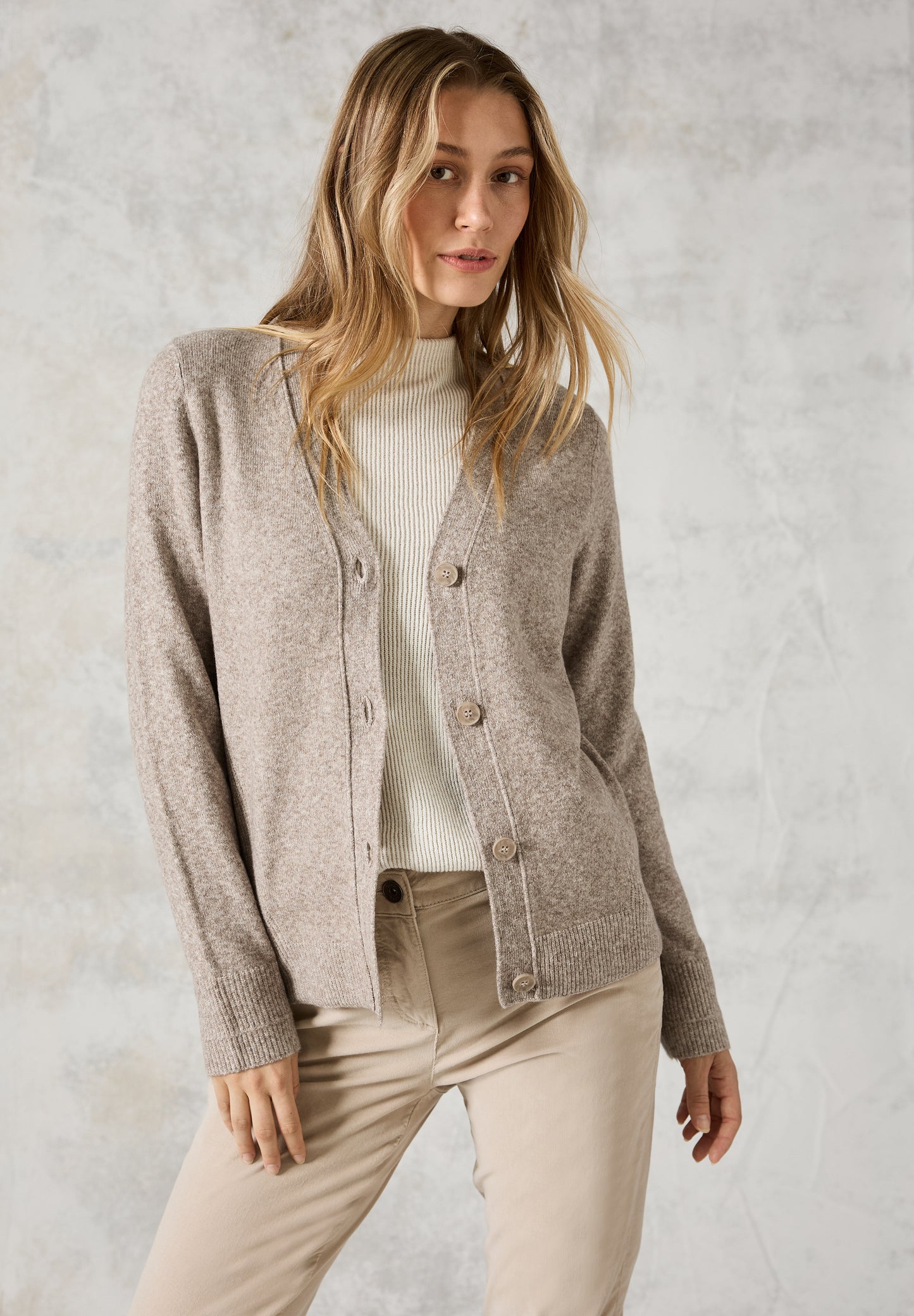 CECIL Damen Cardigan mit Knopfleiste – Farbe: karamell melange