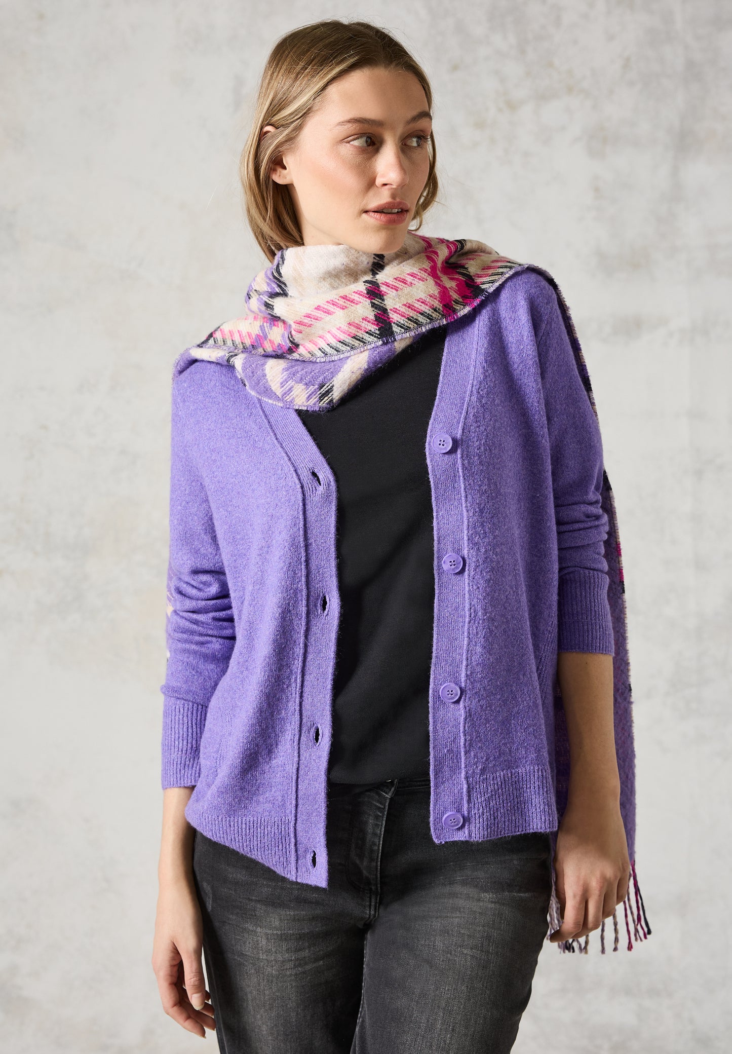 CECIL Cardigan mit Knopfleiste – Farbe: lilac melange