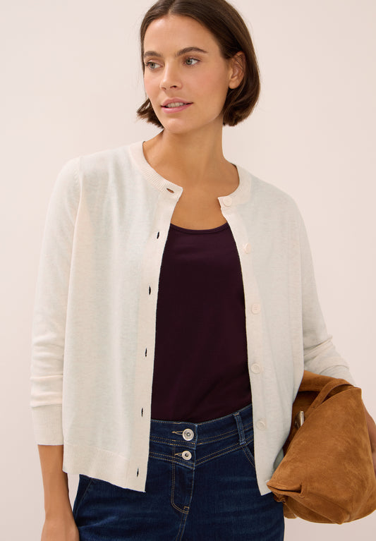 CECIL Strickjacke mit Knopfleiste - Farbe: oat milk beige melange