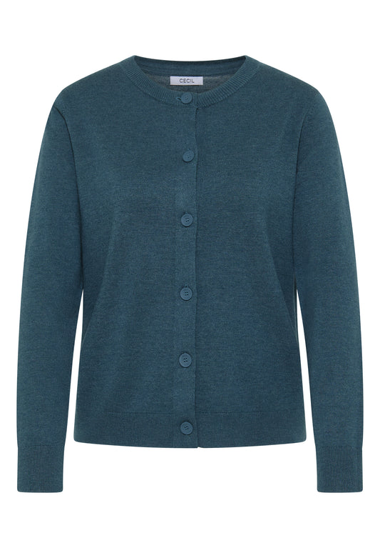 CECIL Strickjacke mit Knopfleiste - Farbe: dull teal blue melange