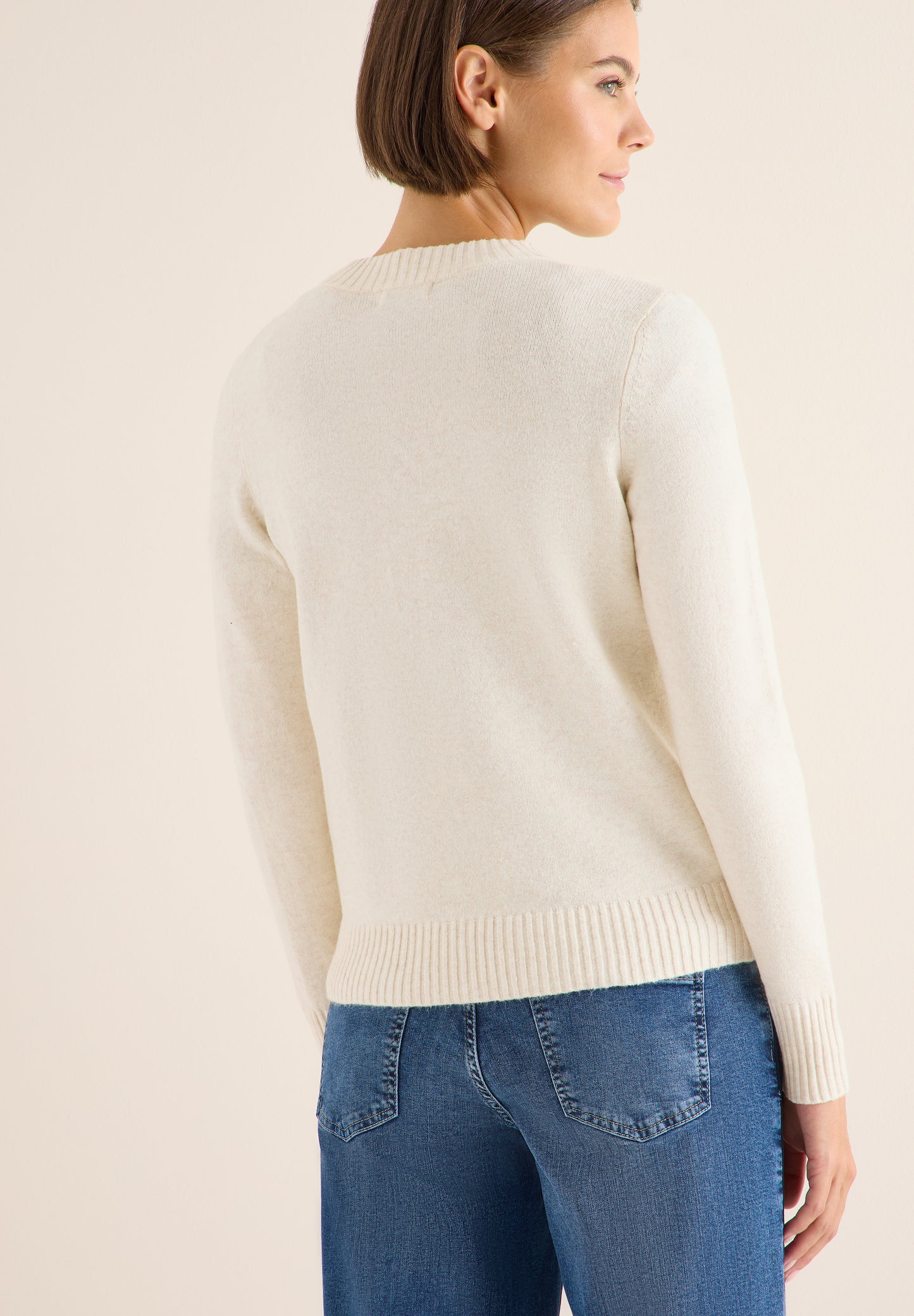 CECIL Cosy Cardigan mit Zipper - Farbe: oat milk beige melange
