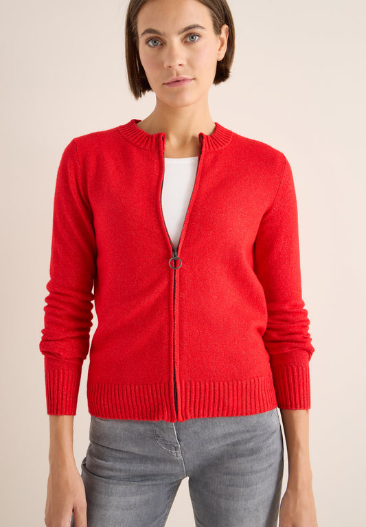 CECIL Cosy Cardigan mit Zipper - Farbe: fiery red melange
