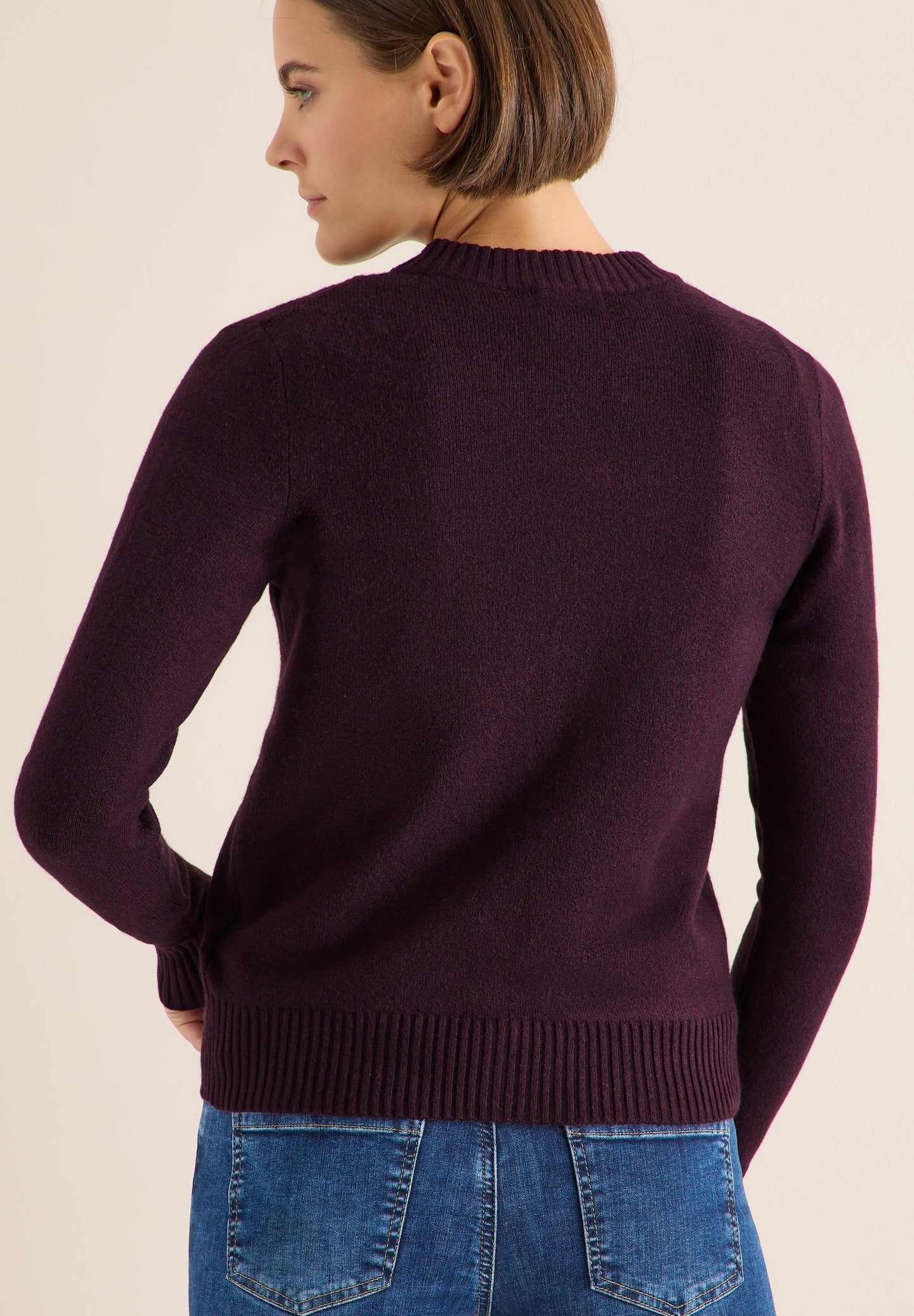 CECIL Cosy Cardigan mit Zipper - Farbe: eggplant red melange