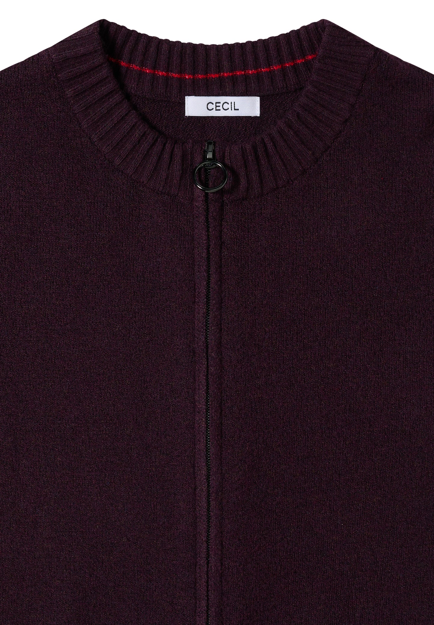 CECIL Cosy Cardigan mit Zipper - Farbe: eggplant red melange
